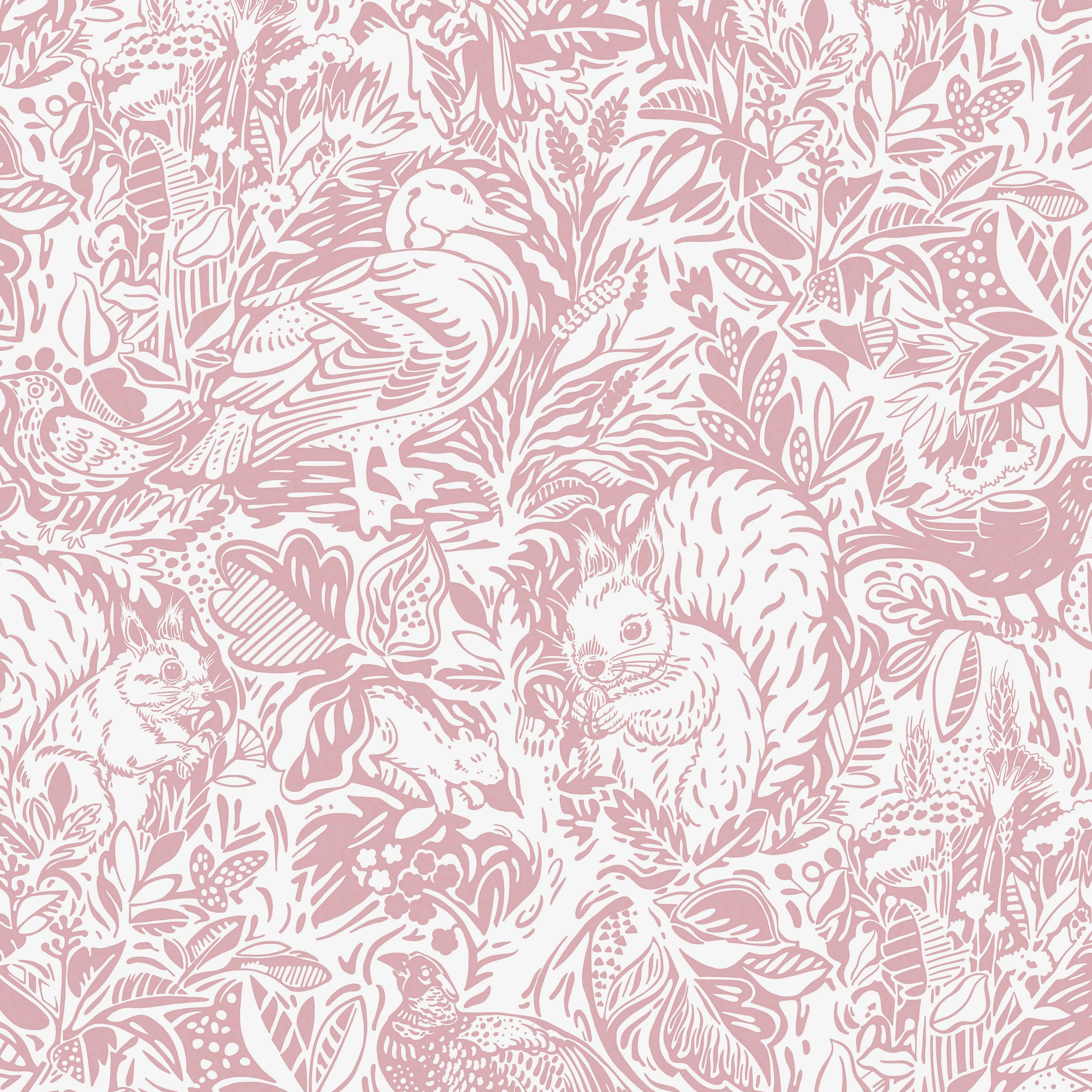 MicpoloMicpolo Peel and Stick Wallpaper White and Pink Wallpaper Contact Paper for Cabinets Self Adhesive Removable Wallpaper for Bedroom Bathroom Squirrel Nursery Wallpaper Shelf Liner 16.1"X197"