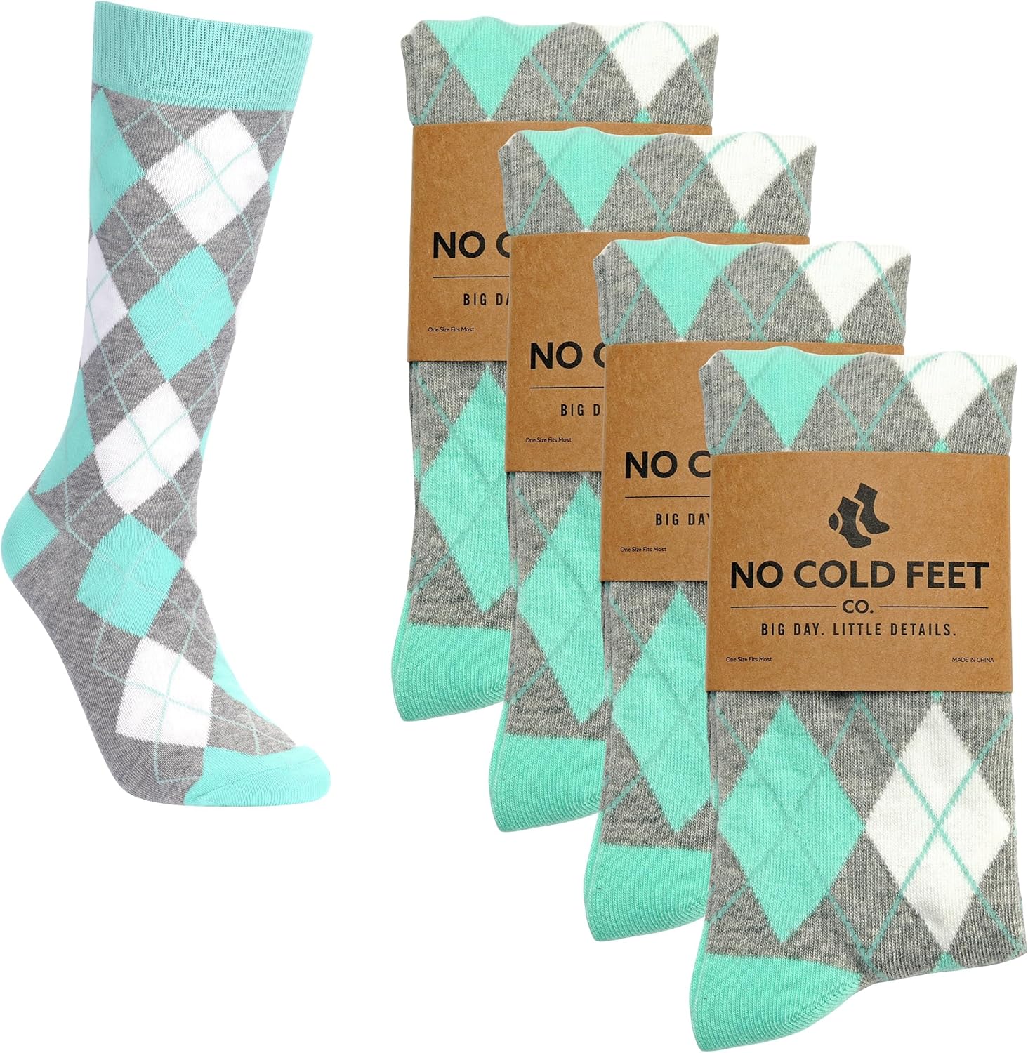 No Cold Feet Men’s Green Dress Socks – Classic Soft Crew Dress Socks, All-Day Comfort for Work, Business or Weddings