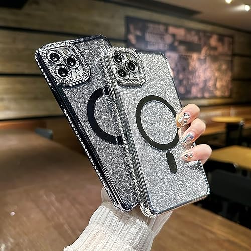 Miniatura 2 de Cyberowl Funda para iPhone 13 Pro Max con purpurina compatible con MagSafe ligera y lujosa chapada en oro a prueba de golpes con lente de cámara