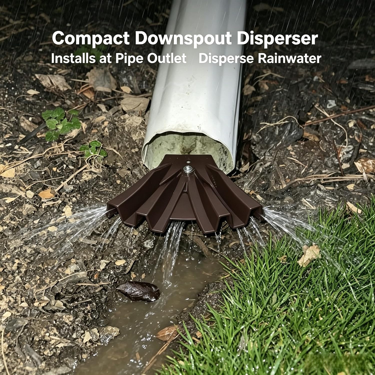 2PCS Gutter Downspout Disperser, 3''x4'' and 2''x3'' Gutter Downspout Diverter Gutters Downspout Extensions for Rainwater Dispersal, Protect Your Foundation(Brown)