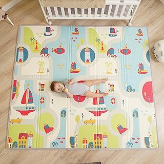 سجادة لعب أرضية للأطفال سميكة قابلة للطي على الوجهين - سجادة المهارات الحركية لتعزيز النمو الحسي من سوبر بيبي، 1.80 م × 2.00 م × 1.5 سم اكس اكس لارج XXL