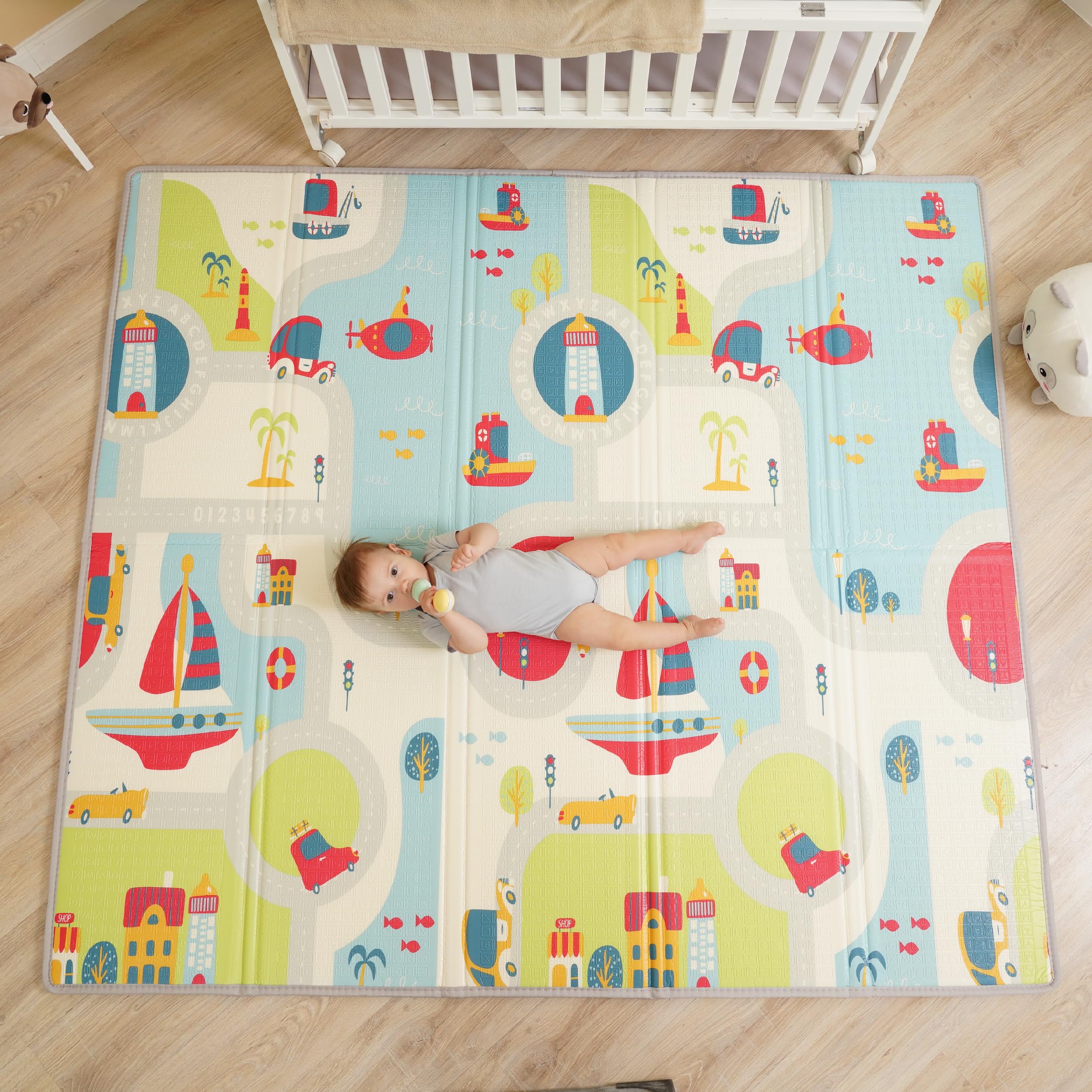 Alfombra Bebe Acolchada Plegable 180x200x1.5cm - Manta De Juegos - Manta Actividades Impermeable Reversible - Tapete De Actividades - Gimnasio Infantil Bebe - Regalo Bebé — view 11