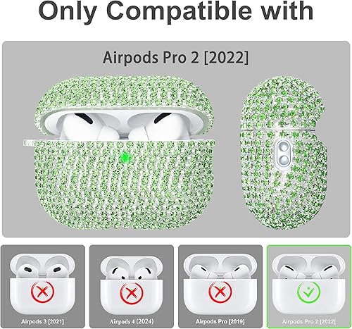 Miniatura 2 de Compatible con AirPods Pro 2, bonita funda protectora con purpurina para AirPod Pro de 2 generación con llavero brillante de lujo con correa de