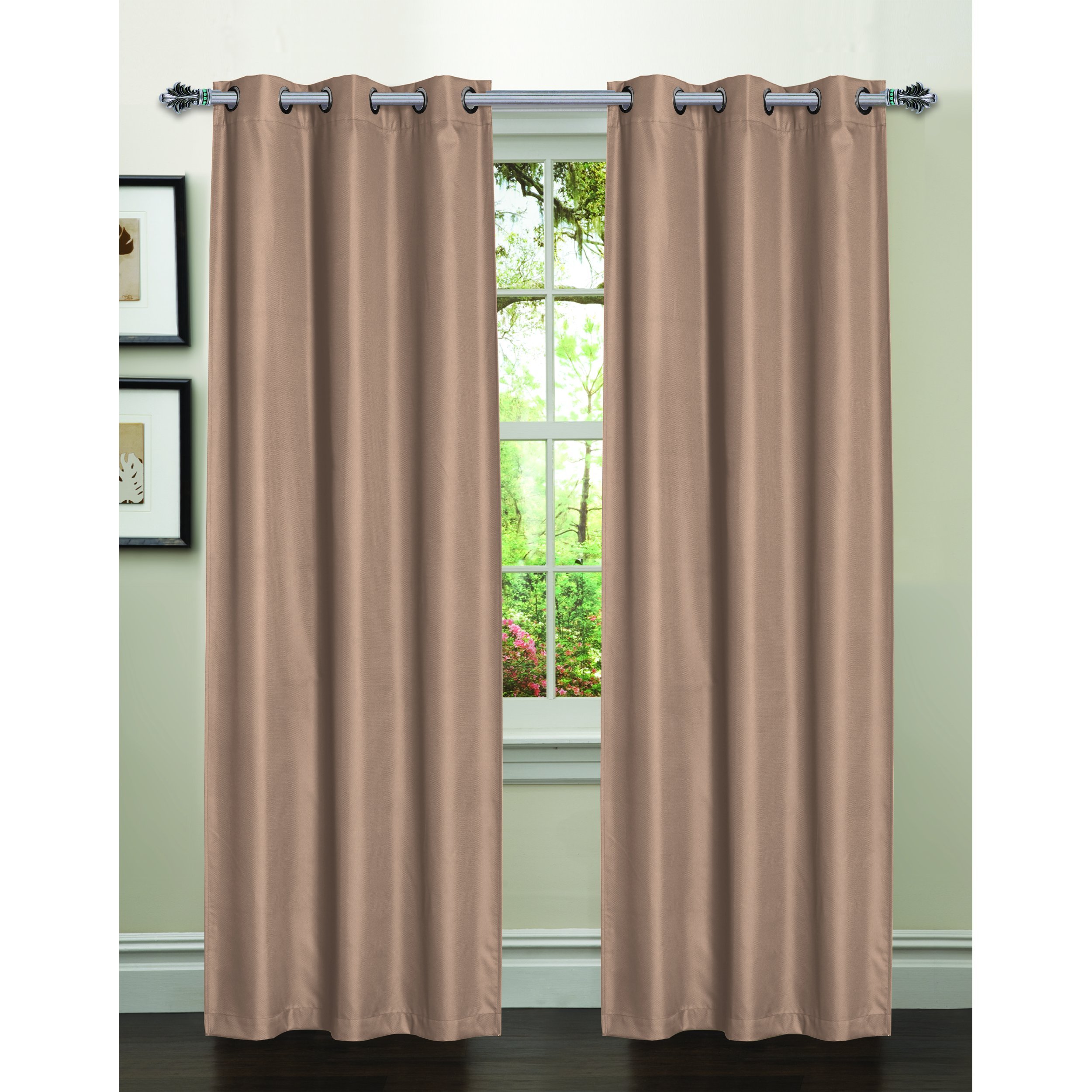 Bella LunaGalaxy Room Darkening Textured 76 x 84 in. Grommet Curtain Panel Pair, Taupe