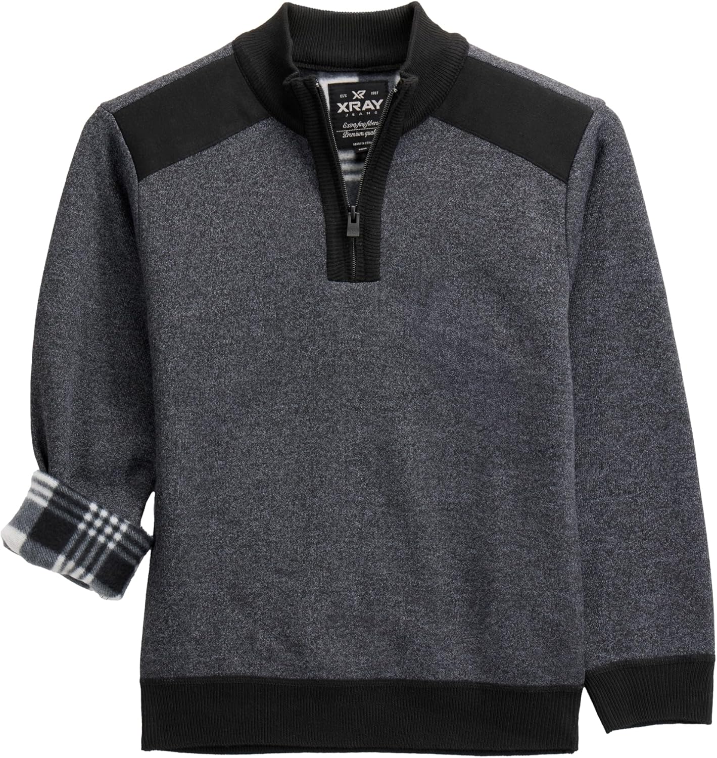 X RAY Boys (6-12) Quarter Zip Fleece Flannel Lining Sweater, Classic Fit Mock Neck Knit Kids Sweater for Fall and Winter - Image 4