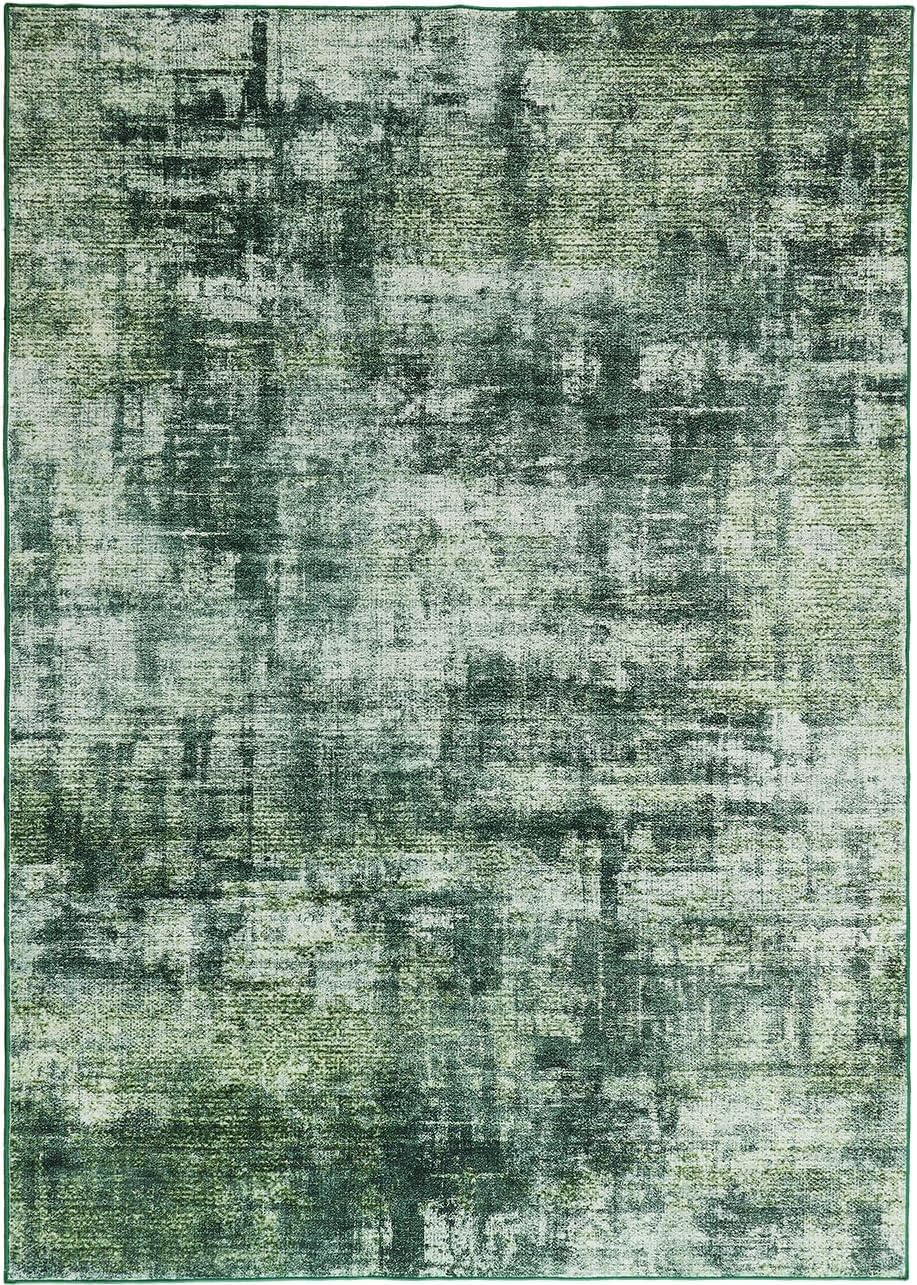 Teppiche Groß 180x250 cm Waschbar rutschfest Weiche Teppich für Wohnzimmer Schlafzimmer Heimbüro Moderne abstrakte Tinte grün