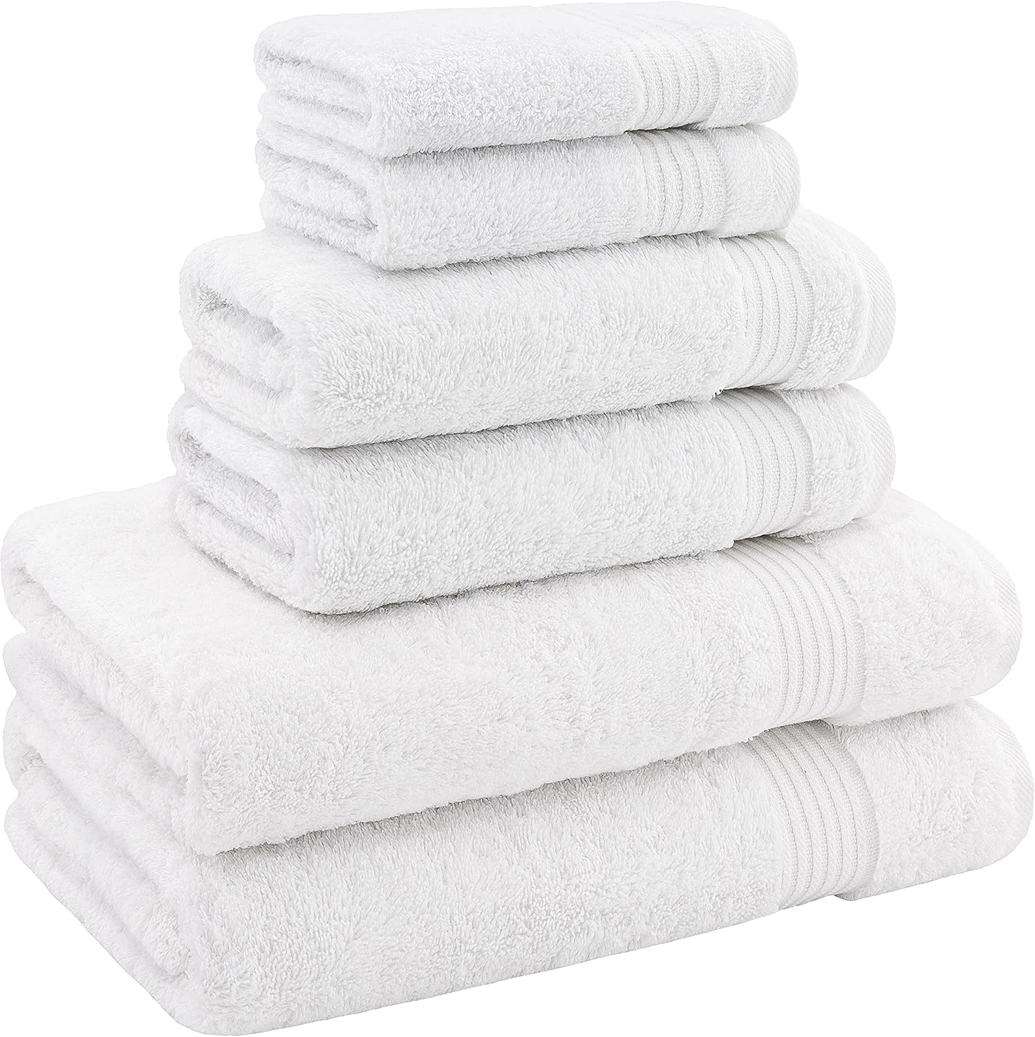 Cotton Paradise, 100% Turkish Cotton 6 Piece Bathroom Towel Set, Luxury Hotel Spa Quality Soft Absorbent 600 GSM After Shower Towels Clearance Set, 2 Bath Towels-2 Hand Towels-2 Washcloths, White : Beauty & Personal Care