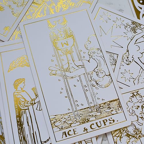 Miniatura 5 de Delaluna Answers Tarot All Gold Tarot 80 cartas de bonificación de baraja psíquica para adivinación, 1909 Original Rider Waite Smith adivinación,