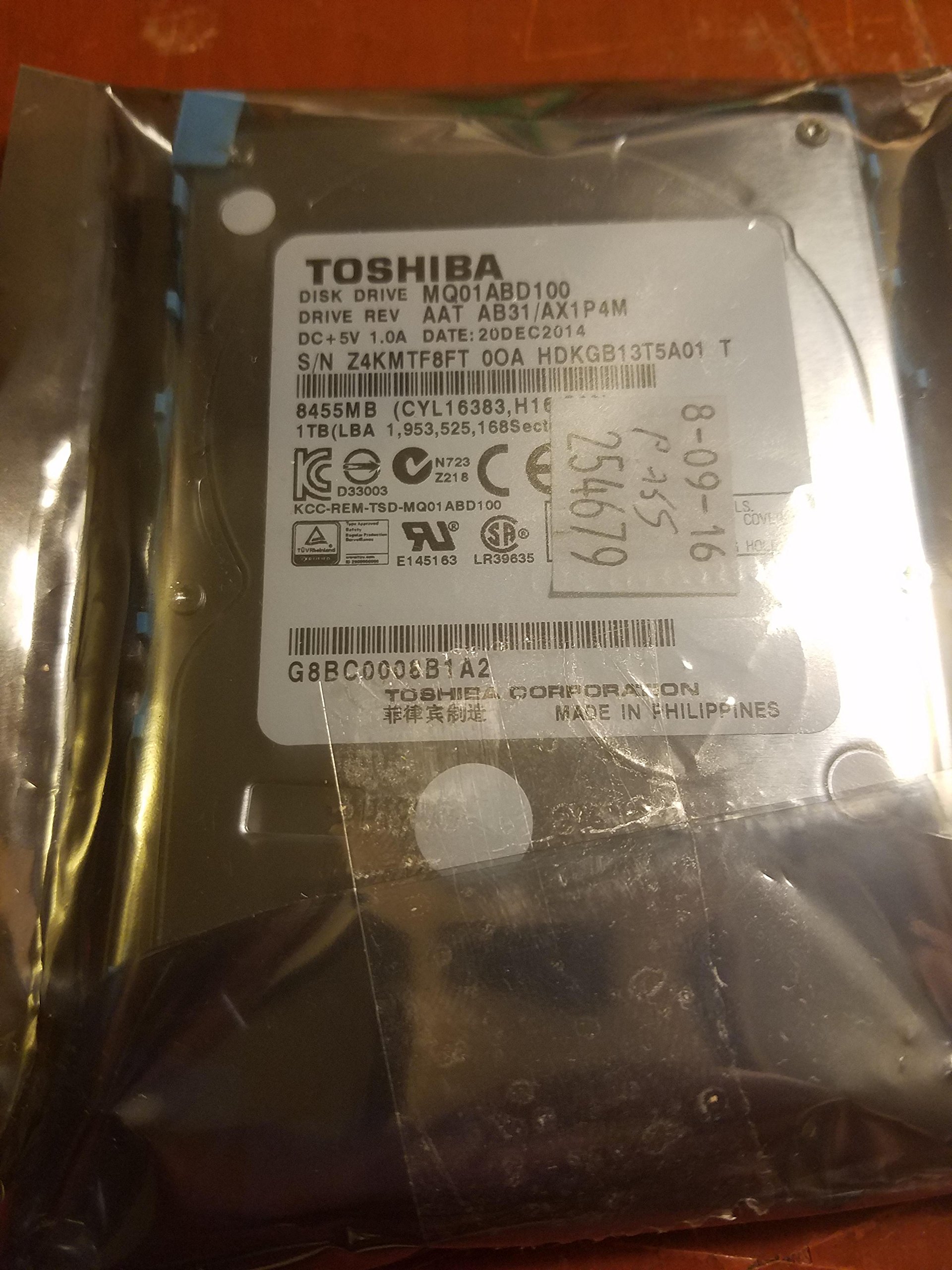 MQ01ABD100 AAT AB31/AX1P4M Toshiba 1TB SATA Hard Drive