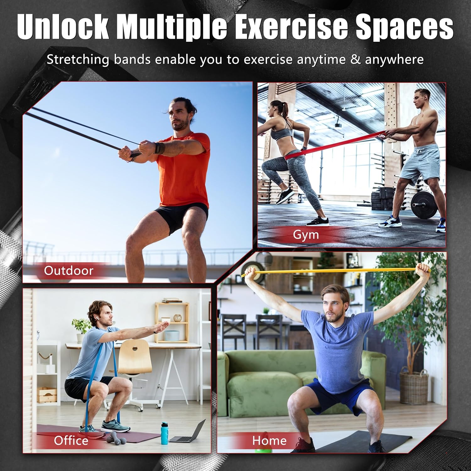 Resistance Bands with Door Anchor, Pull Up Assistance Bands for Working Out | Exercise Bands, Fitness, Full-Body Training, Physical Therapy & Stretch Workout, Men, Women, Home, Outdoor, Gym Use