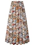 Women's Chiffon Elastic High Waist Pleated A-Line Flared Maxi Skirts