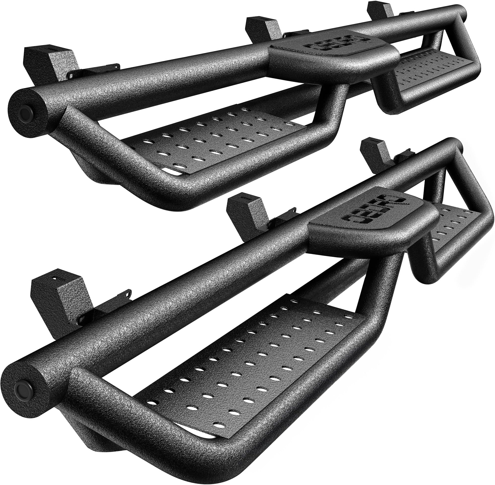 OEDRO Running Boards with Two Stairs Design All-Steel Build, Bolt-on Side Steps Compatible with 2018-2026 Jeep Wrangler JL 4 Door, Black Powder Coated Nerf Bar