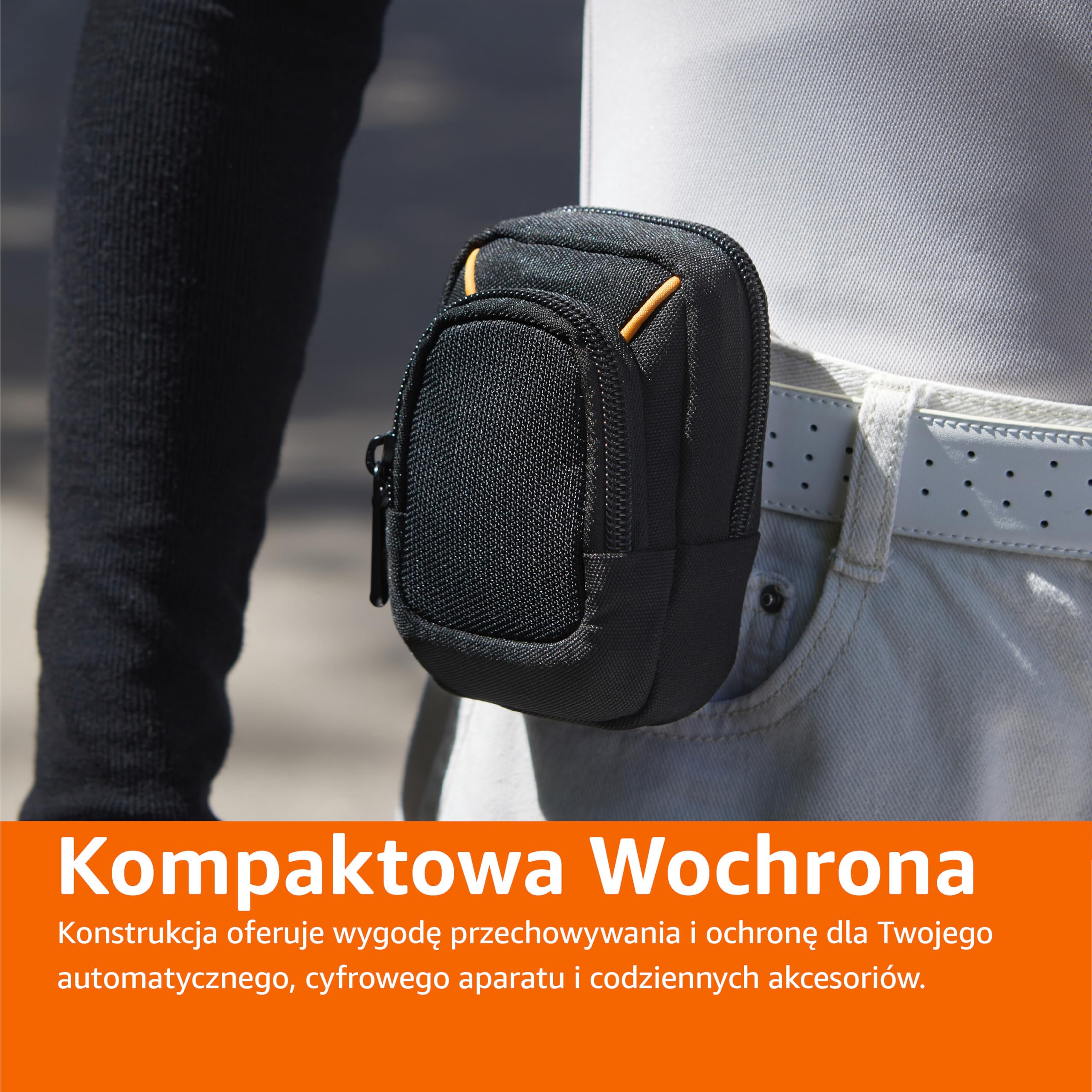 Amazon Basics Torba na aparat, do kompaktowych aparatów, średnia, czarna, jednokolorowa