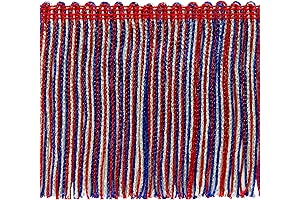 Trim by the Yard 4" Metallic Chainette Fringe: Red, White, and Blue