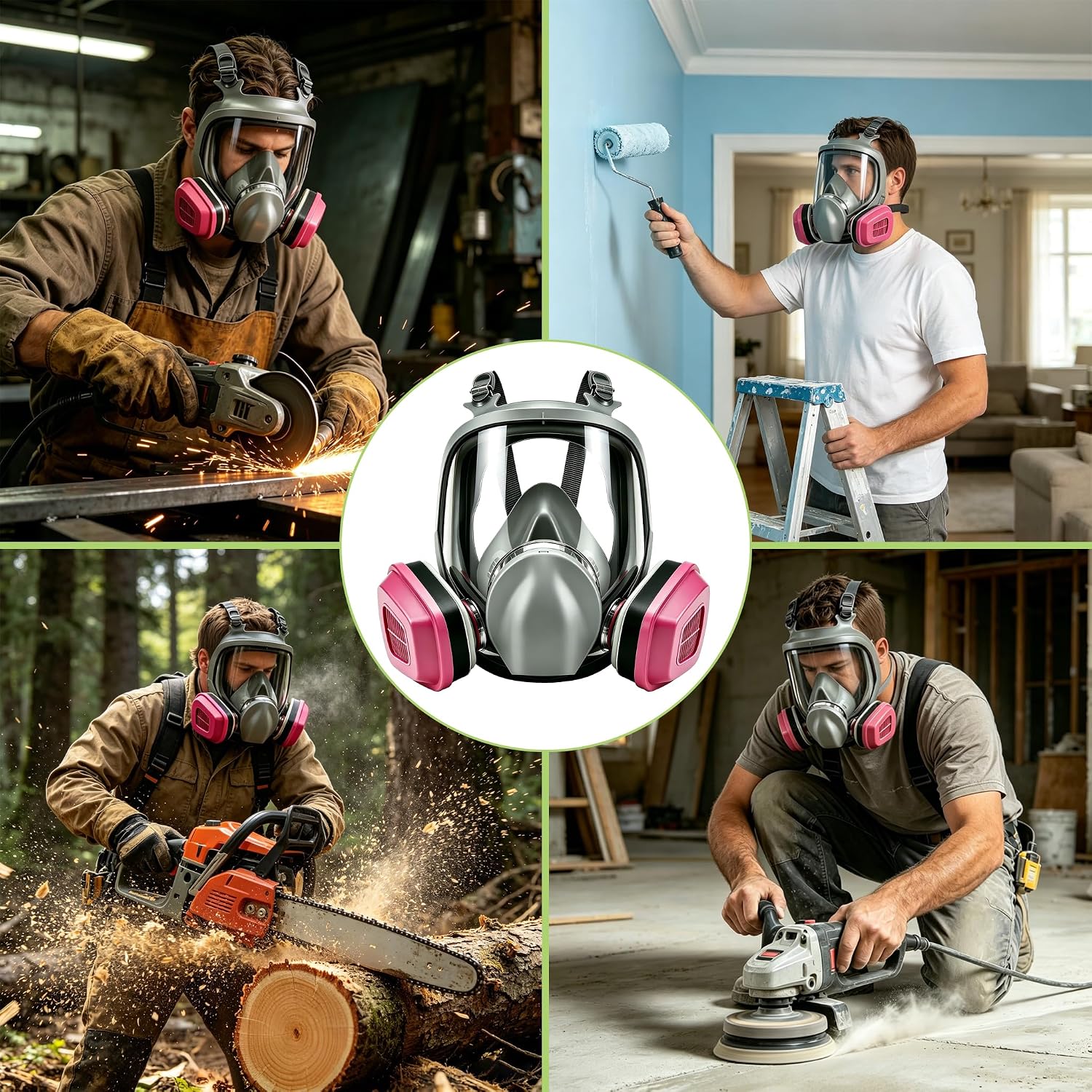 Gas Mask Full Face Respirator Mask with Filters Reusable Paint Mask Dust Mask for Painting Sanding Spraying Welding