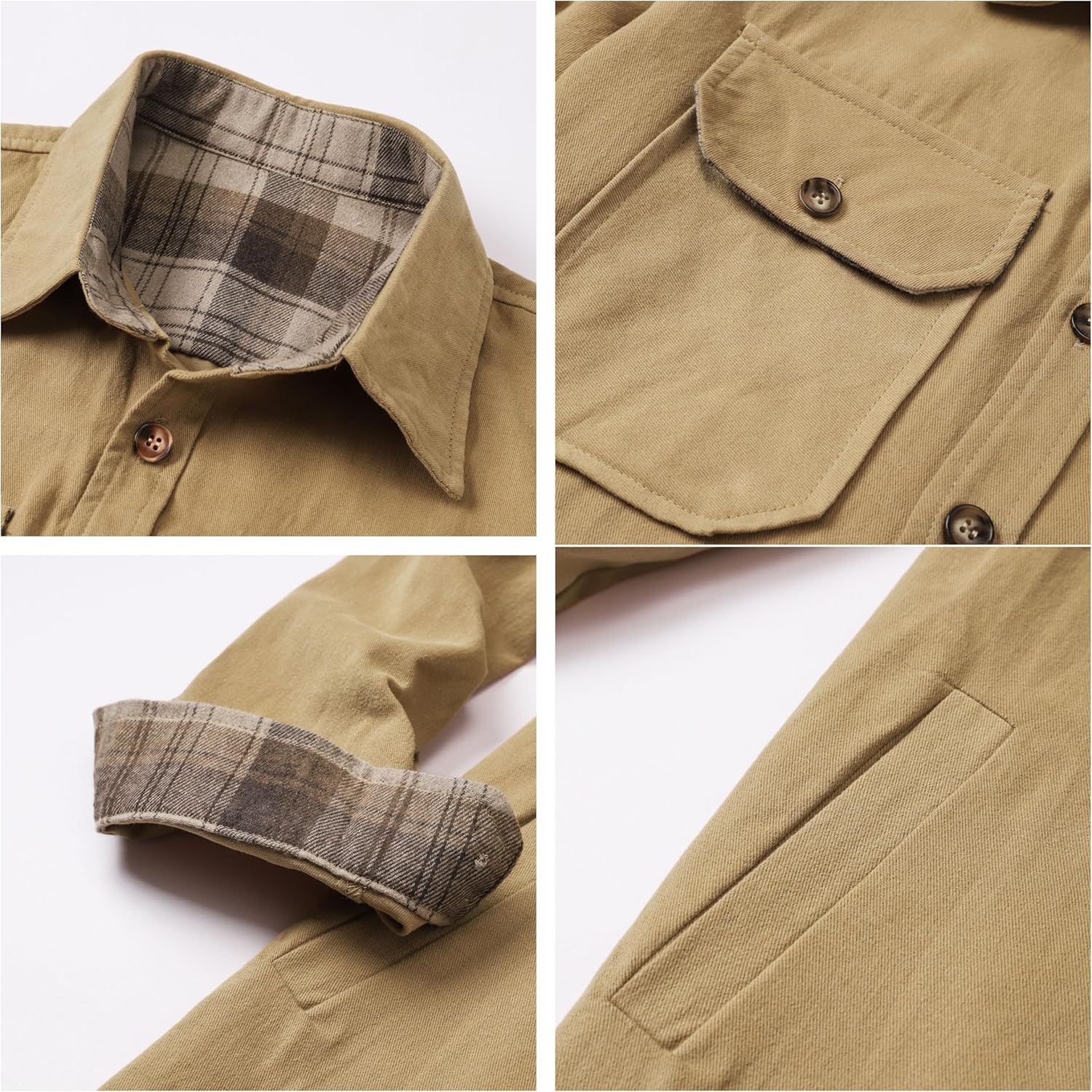 Cromoncent Mens Flannel Shirts Business Casual Long Sleeve Button Down Shirts - Image 8