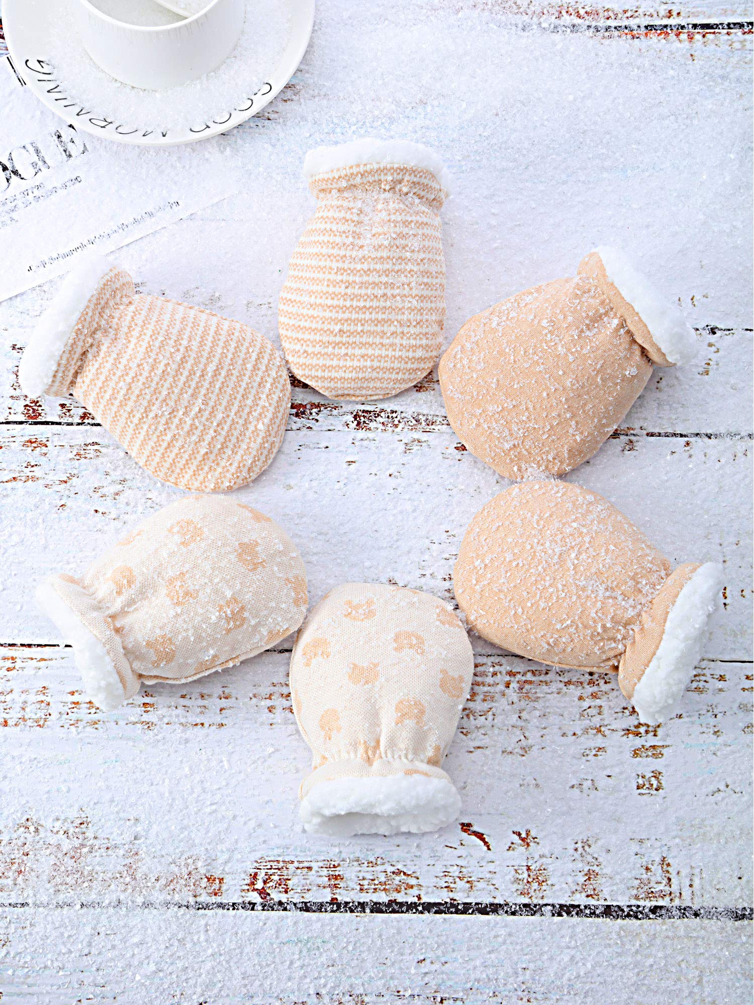 3 pares de manoplas para bebé, guantes de algodón, guantes de invierno para recién nacidos, con forro de lana, para 0 – 12 meses
