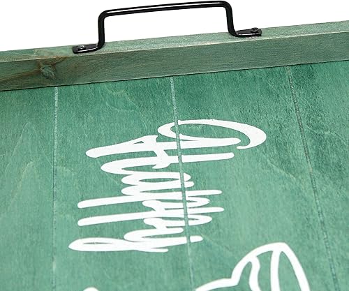 Miniatura 7 de Elegant Designs HG2000-AHH Margarita Drinks Lime Bar - Bandeja decorativa de madera para servir con asas, 15.50 x 12 pulgadas, Aqua Wash Happy Hour