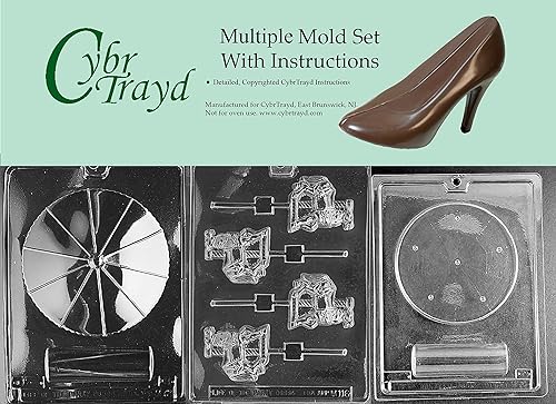 Cybrtrayd Moldes de chocolate con carrusel de 3 piezas, blanco