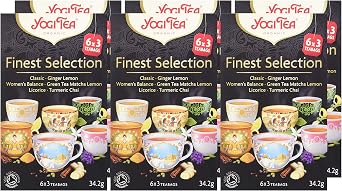 Yogi Tea, Finest Selection, Organic Spice and Herbal Teas, Variety Pack of Bestselling Teas Including Green Tea Matcha Lemon and Turmeric Chai, 6 Packs x 18 Tea Bags (108 Teabags Total)