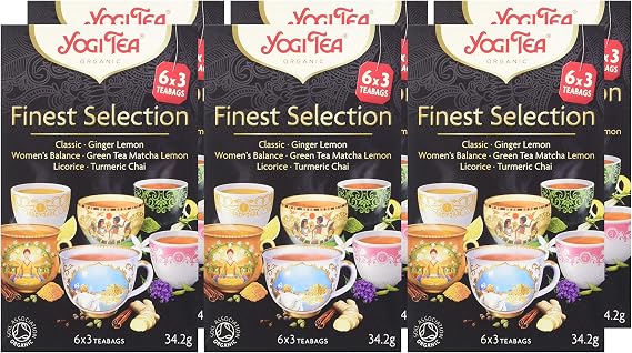Yogi Tea, Finest Selection, Organic Spice and Herbal Teas, Variety Pack of Bestselling Teas Including Green Tea Matcha Lemon and Turmeric Chai, 6 Packs x 18 Tea Bags (108 Teabags Total)