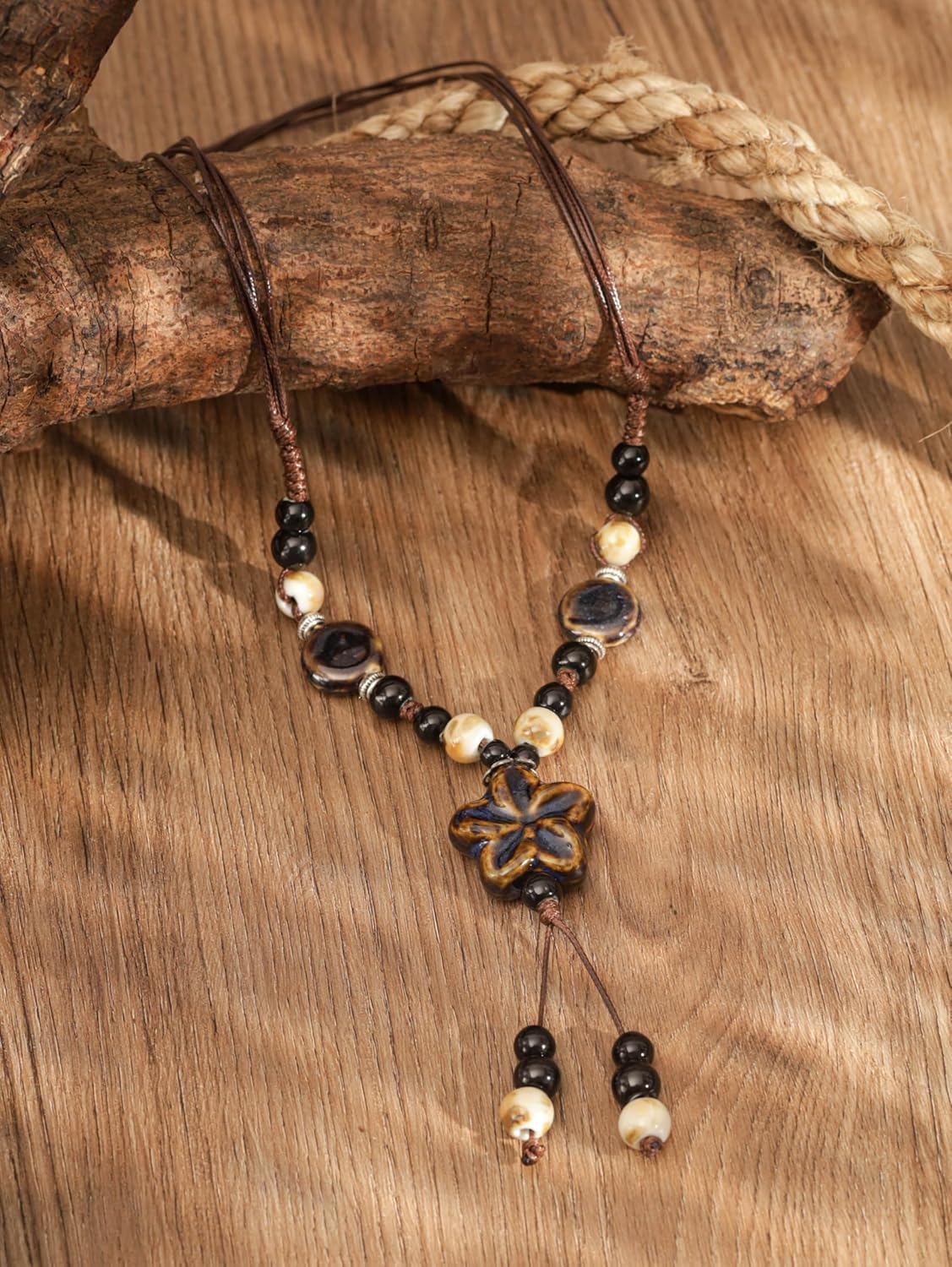 MINACHI Boho Hippie Colorful Ceramic Beads Star Charm Y Necklace, Bohemian Summer Statement Jewelry Gift for Women - Image 2