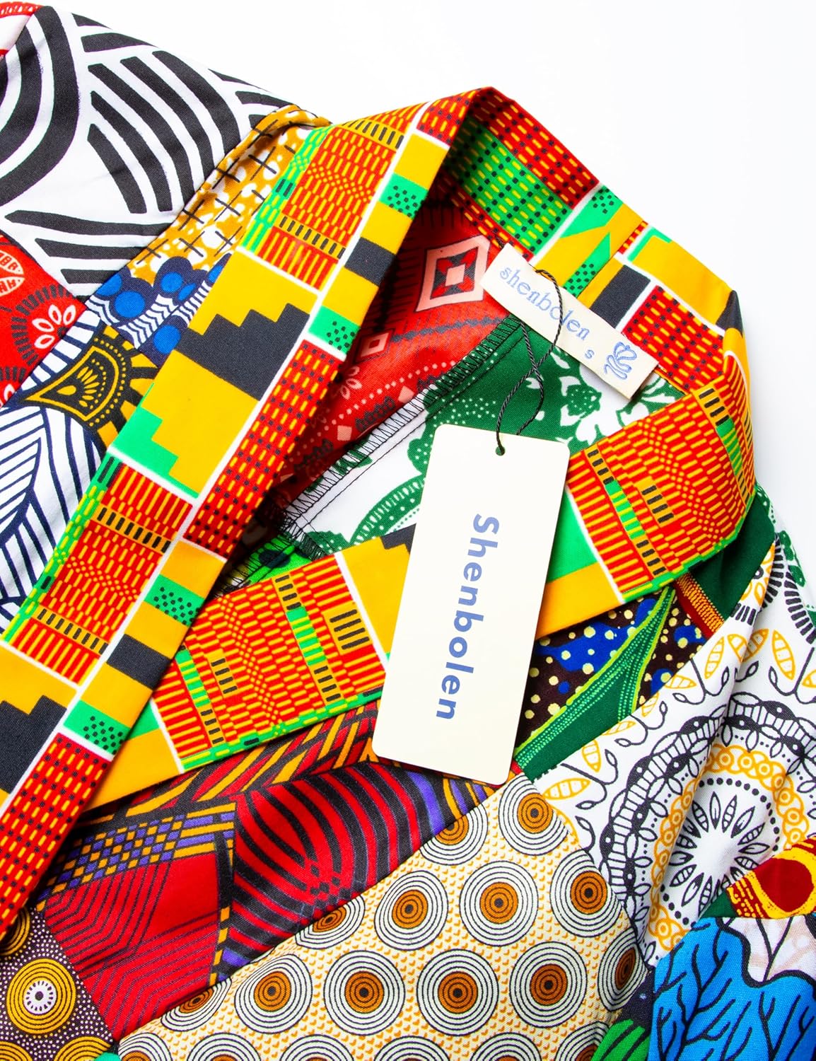 SHENBOLEN Women African Batik Blouse Ankara Print Wax Top Kente Cloth Long Sleeve Shirt - Image 3