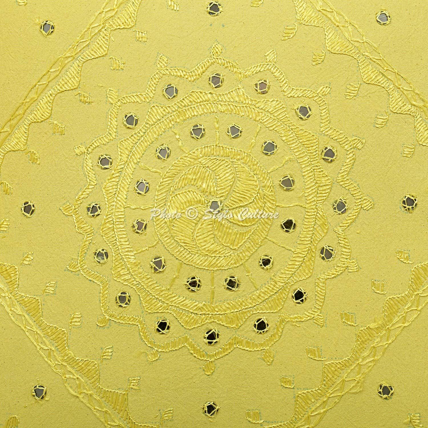 2 Federe Per Cuscini Decorative 60x60 Cm - Stile Indiano Con Ricamo A Specchio E Pappagallo Verde, Bohémien