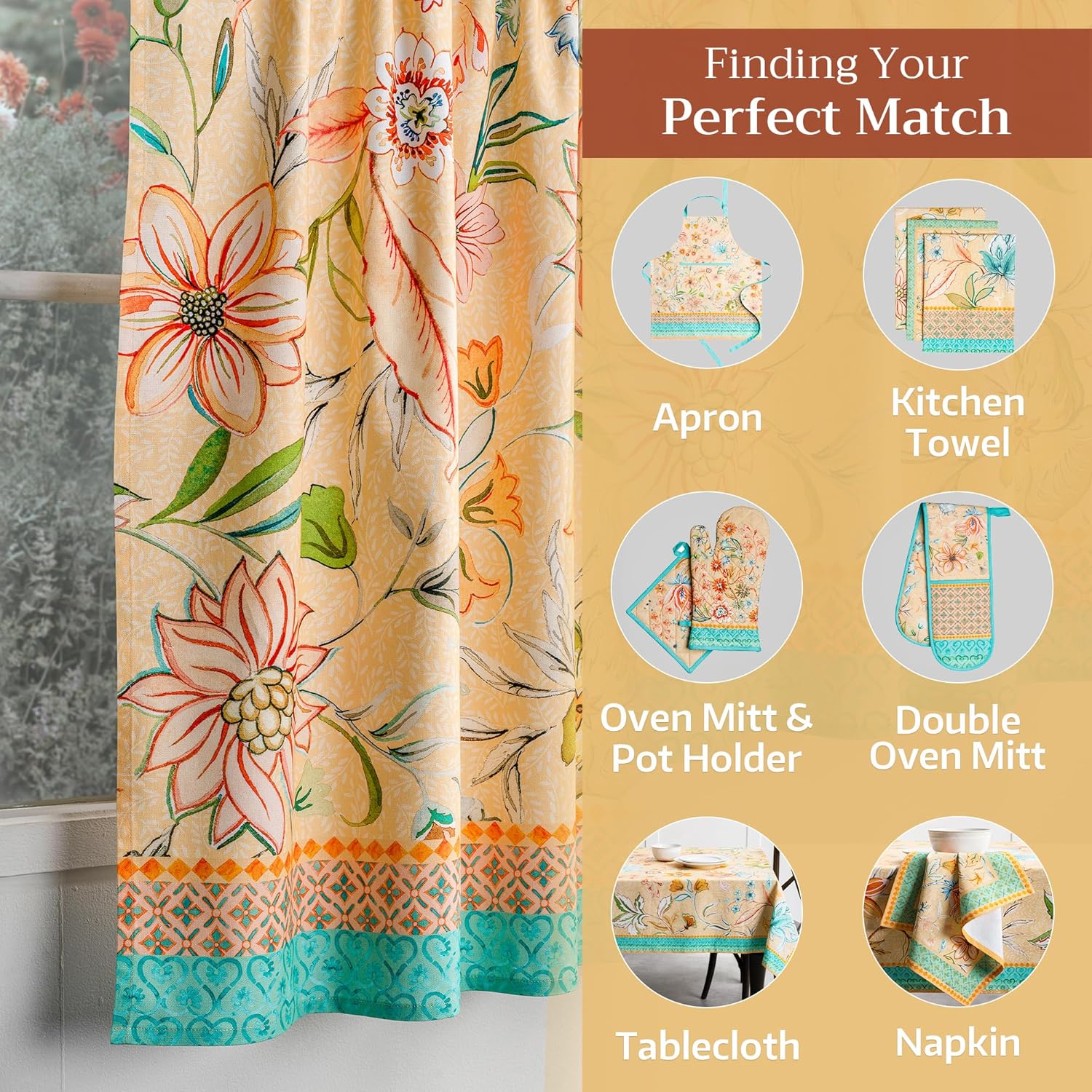 Maison d' Hermine Kitchen Curtain Set for Windows 100% Cotton Set of Kitchen Curtain Valance for Home [2 Tier (28"X36") and 1 Valance (56"X18")] Café Gifts for Mothers Day (Luxury Loft - Peach)