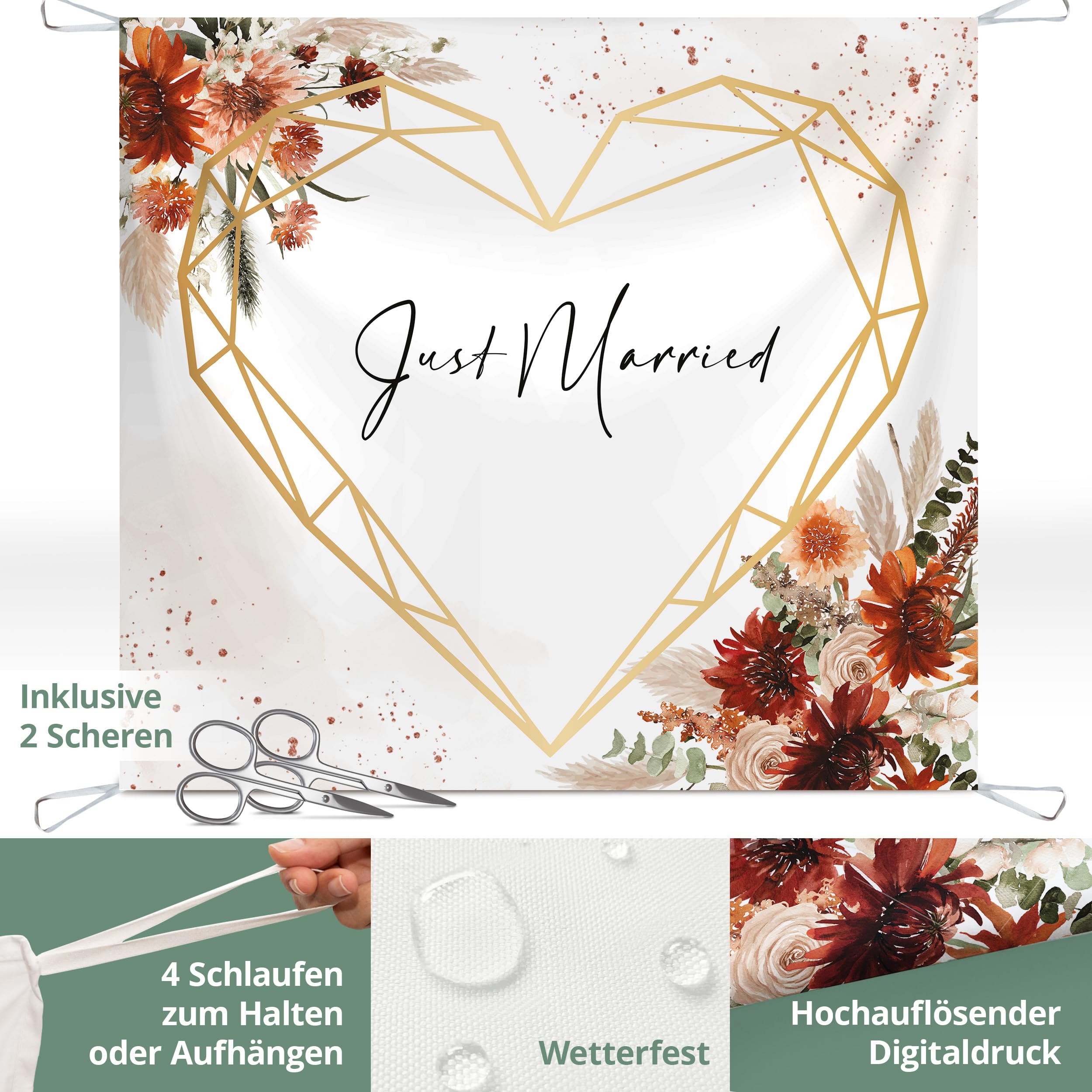 Cœur De Ariage à Découper 200 X 180 C Avec 2 Ciseaux, Style Bohèe