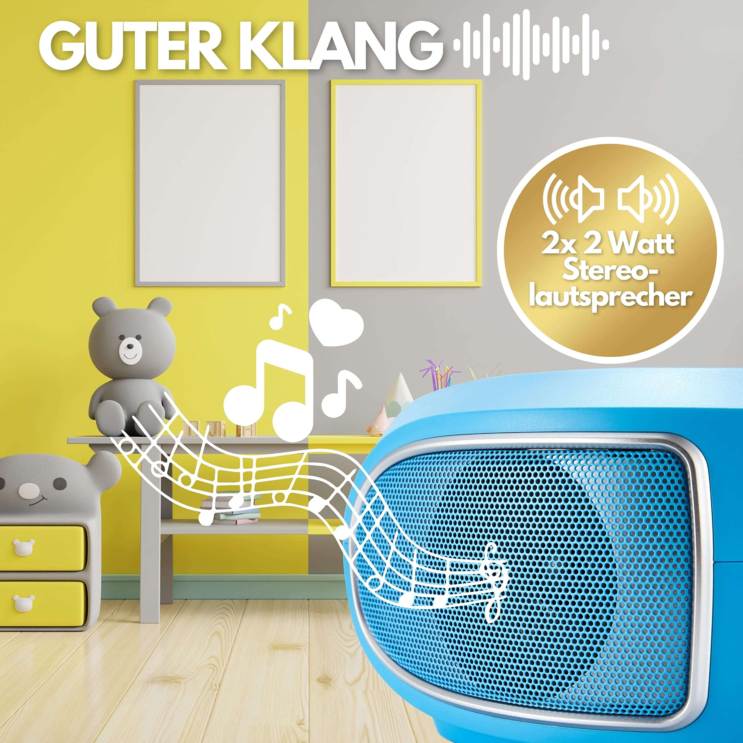 Cyberlux Tragbare Boombox | FM Radio | AUX-In | CD/CD-R | USB | Kopfhöreranschluss | CD-Player | Kinder Radio | CD-Radio | Kompaktanlage | Stereoanlage | Boombox, Bubble Blau