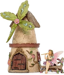 Miniature Fairy Garden House Kit - Mini Fairy Figurines - Indoor or Outdoor 3 Piece Accessory Set