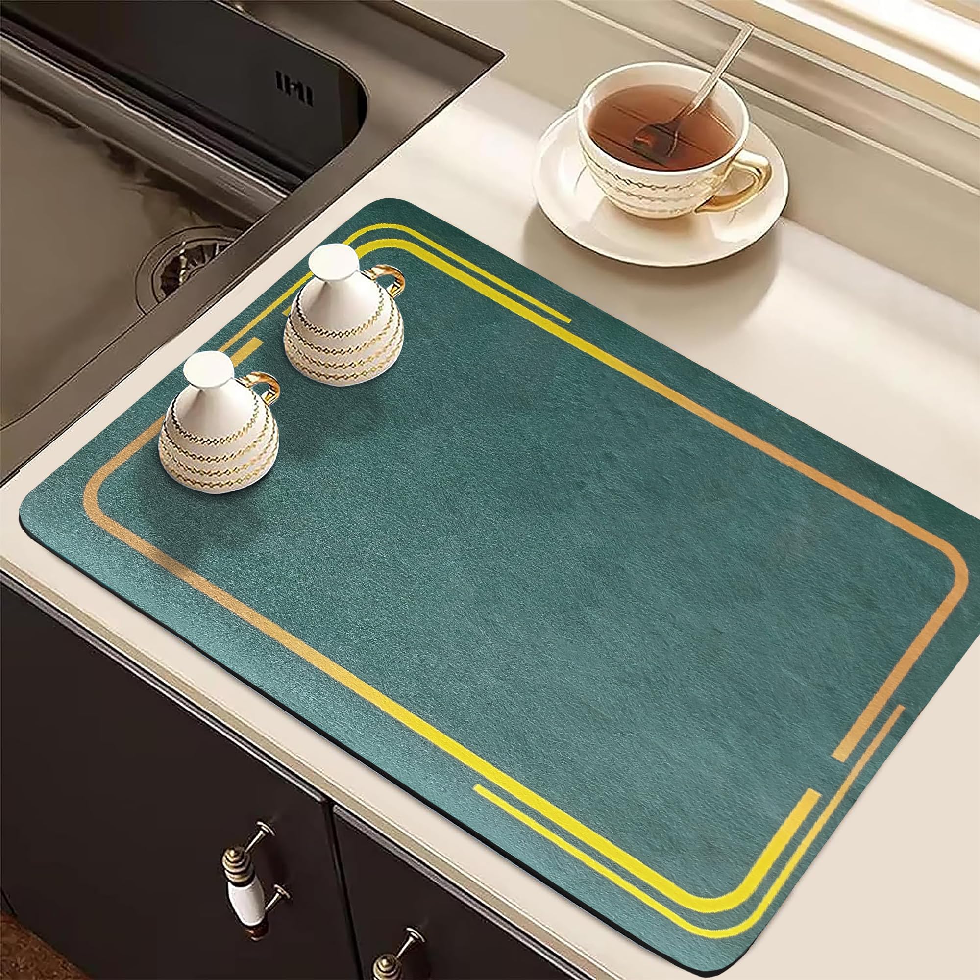 Yellow Weaves Dish Drying mat for Kitchen, Water Absorbent Mat, Drying Mat for Kitchen Utensils, Placemat for Dish Drying, Anti-Skid Kitchen Mat for Wet Utensils (34 x 44 cm) Pack of 2-Malachite Green (B0CXY33CSM) Amazon Price History, Amazon Price Tracker