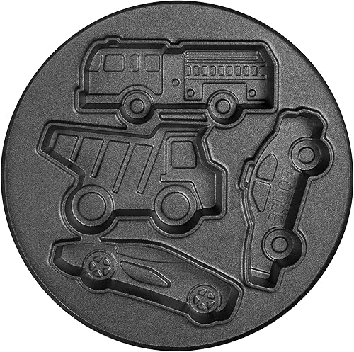 Miniatura 5 de Nostalgia MyMini - Máquina de gofres eléctrica con forma de autos y camiones, parrilla antiadherente de 5 pulgadas para gofres, hash browns, huevos