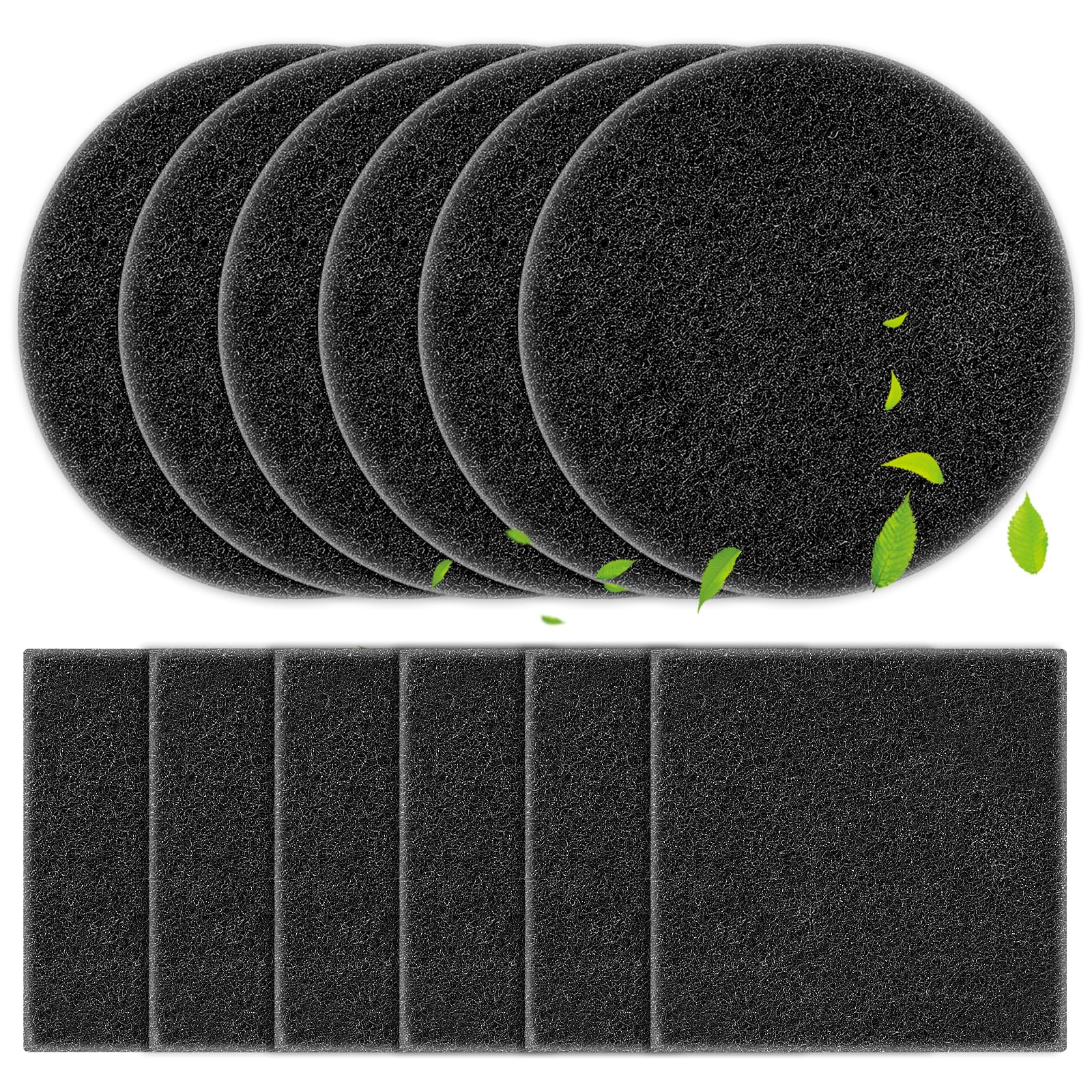KEEPOW 12 Pack Compost Bin Filter for Kitchen Compost Bin Pail, Charcoal Filters for Compost Bucket, Activated Carbon Filter for Compost Pail Counter Refill (6 Round + 6 Square)-image-3