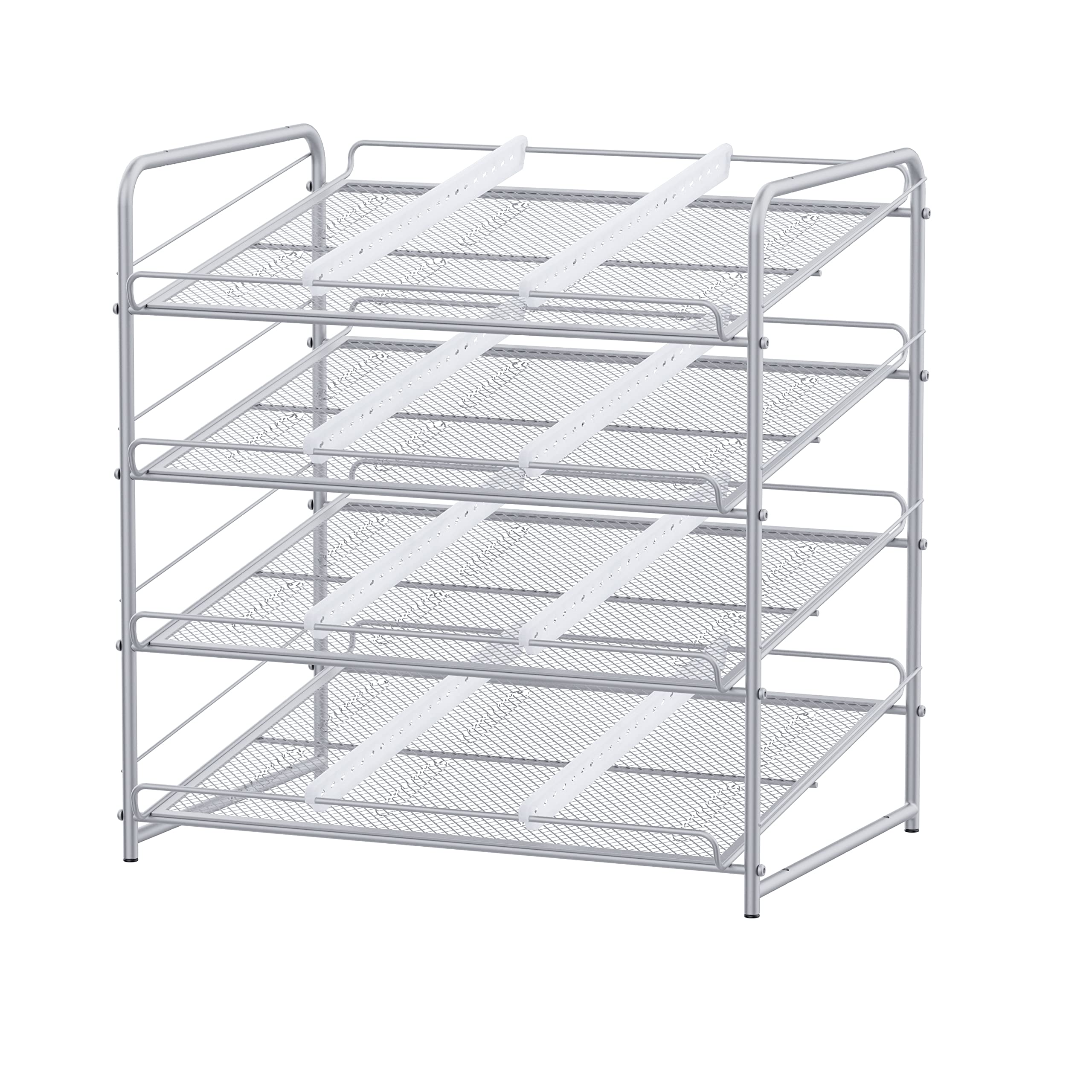Simple Trending 4-Tier Can Rack Organizer, Can Storage Dispenser Holds up to 48 Cans for Kitchen Cabinet or Pantry, Silver