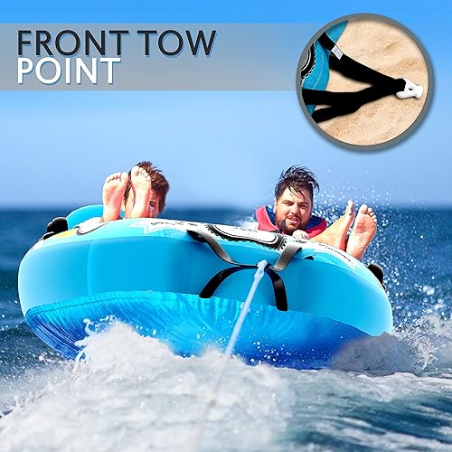 Miniatura 5 de Watersports - Tubo inflable remolcable para dos personas, balsa de remolque flotante para dos personas, botestubosremolcadores inflables con