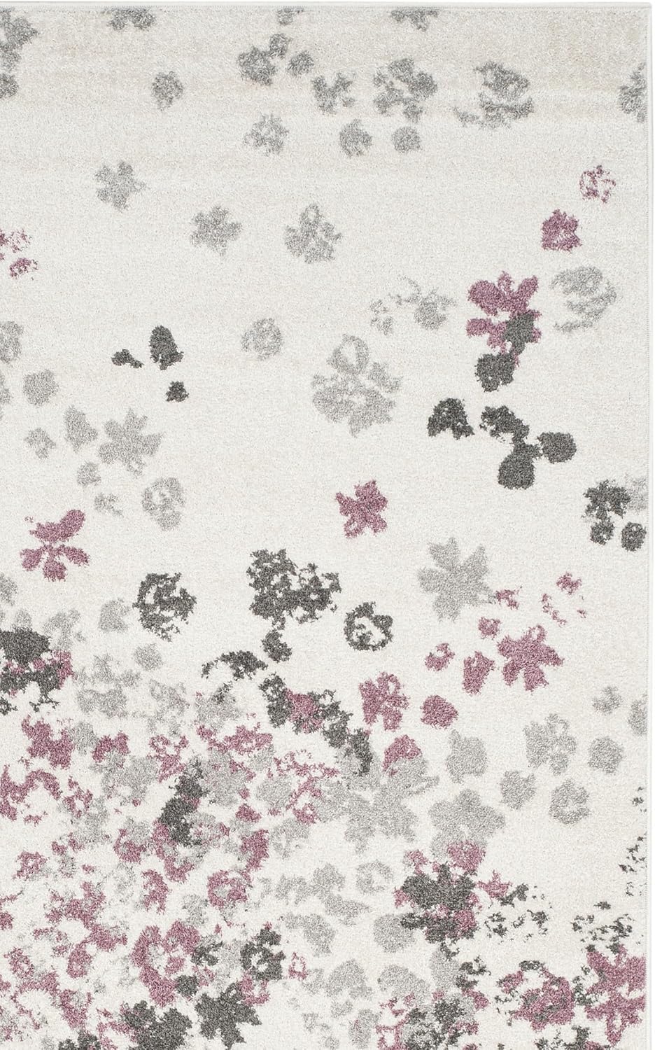SAFAVIEH Adirondack Collection Accent Rug - 3' x 5', Ivory & Purple, Floral Design, Non-Shedding & Easy Care, Ideal for High Traffic Areas in Entryway, Living Room, Bedroom (ADR115L)