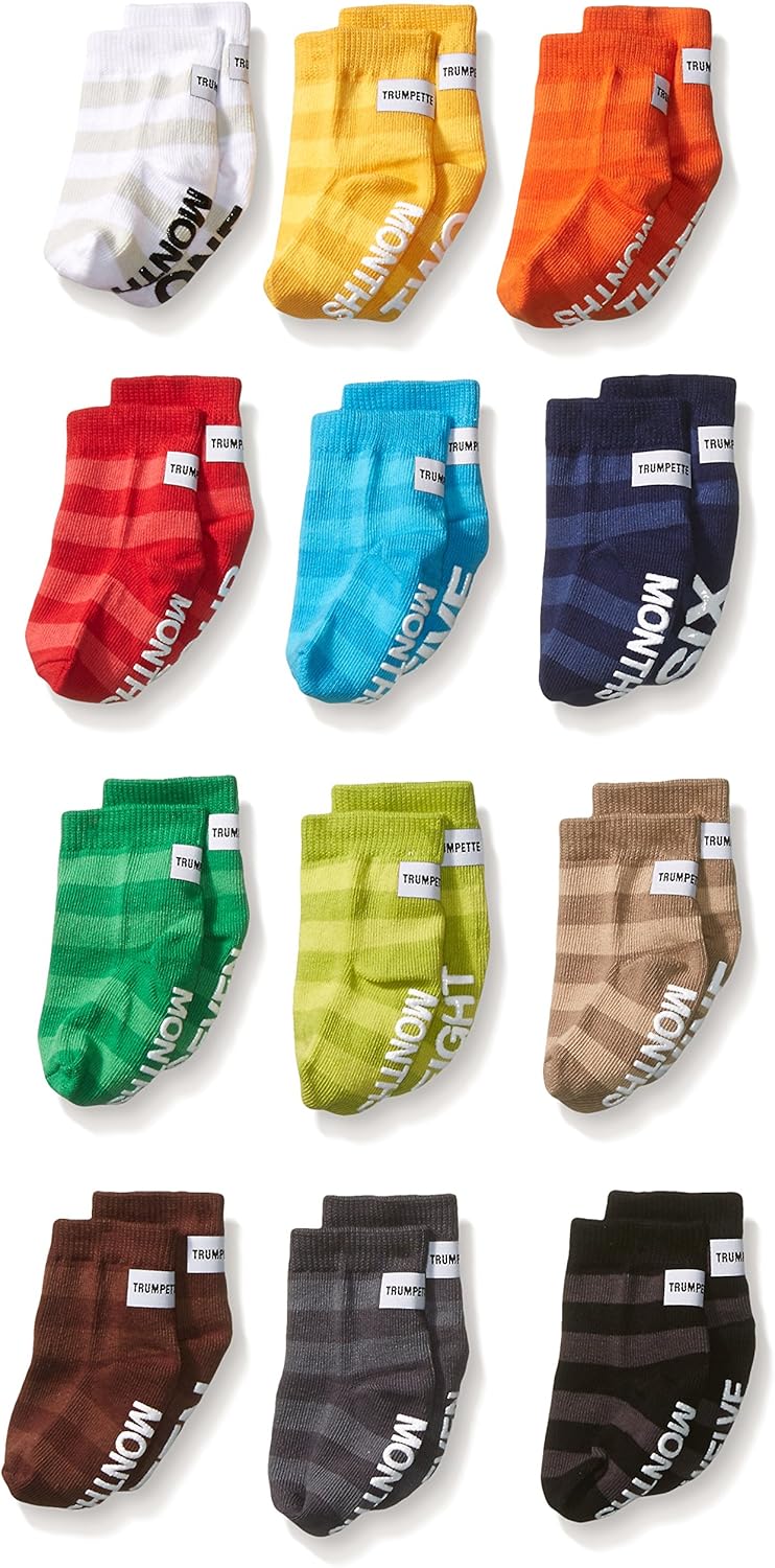 Trumpette Unisex-Baby Perfect Little Dozen Milestone Baby Socks, Multi, 0-12 Months