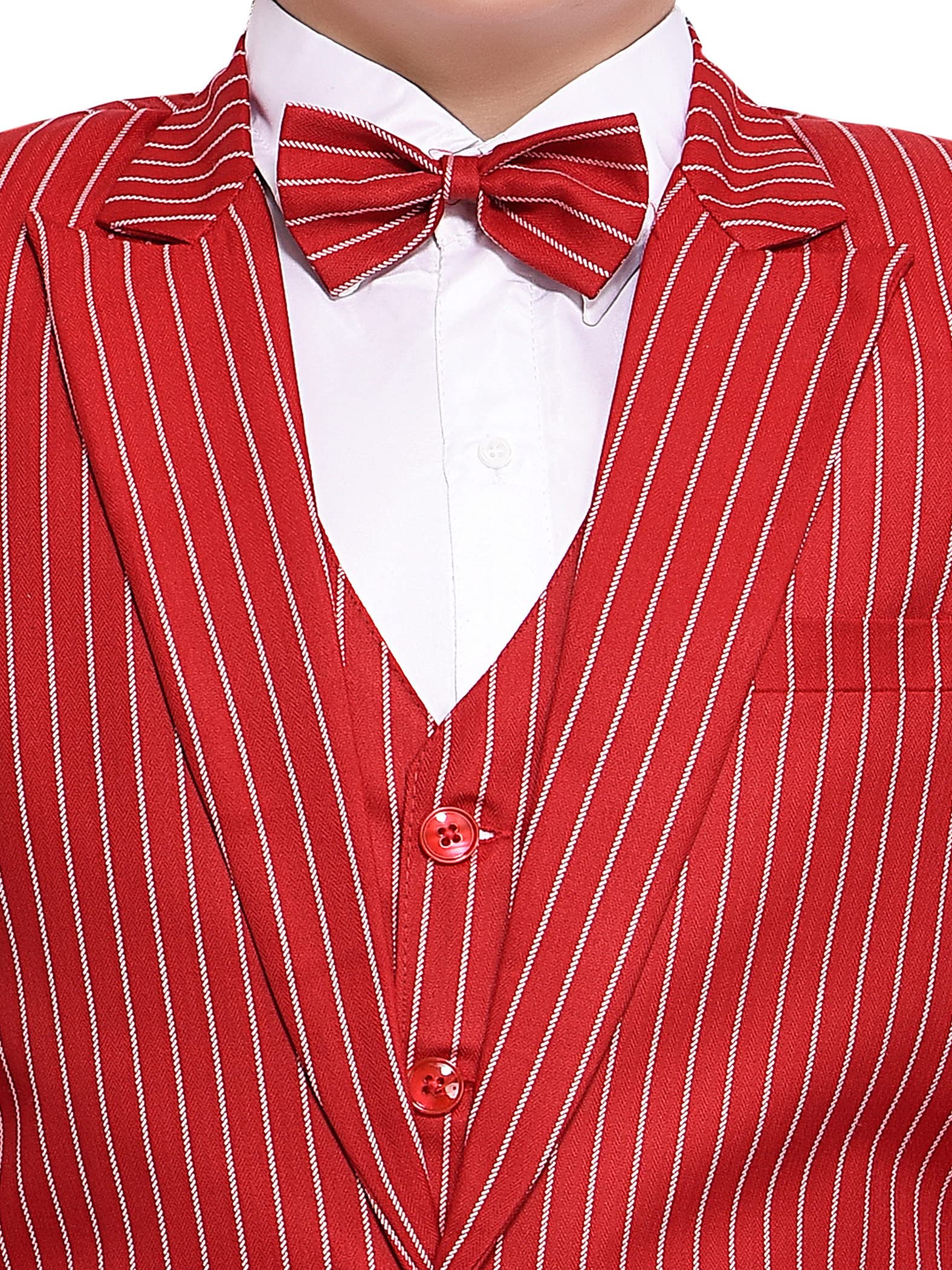 Jeetethnics Boys Red Striped Coat Suit Set with Waistcoat Shirt and Trousers (9077A) 2