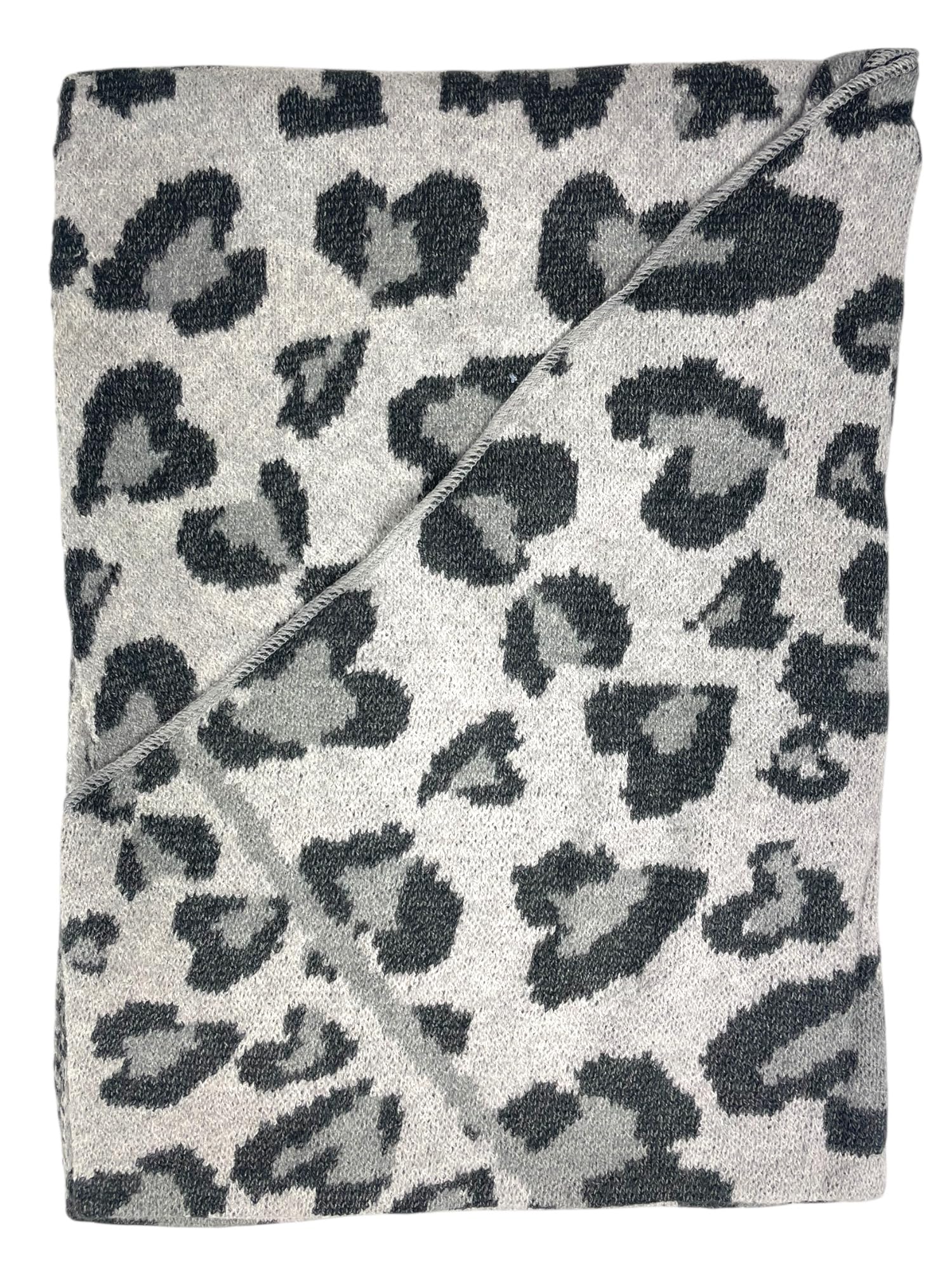 Damen Dreiecksschal SW175 Leo – XXL Schal gestrickt mit Leopardenmuster & Herzdetails – weich & warm – Herbst & Winter Accessoire