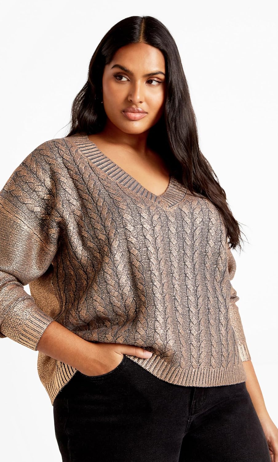 City Chic Plus Size Jumper Iliana in Silver - Image 5