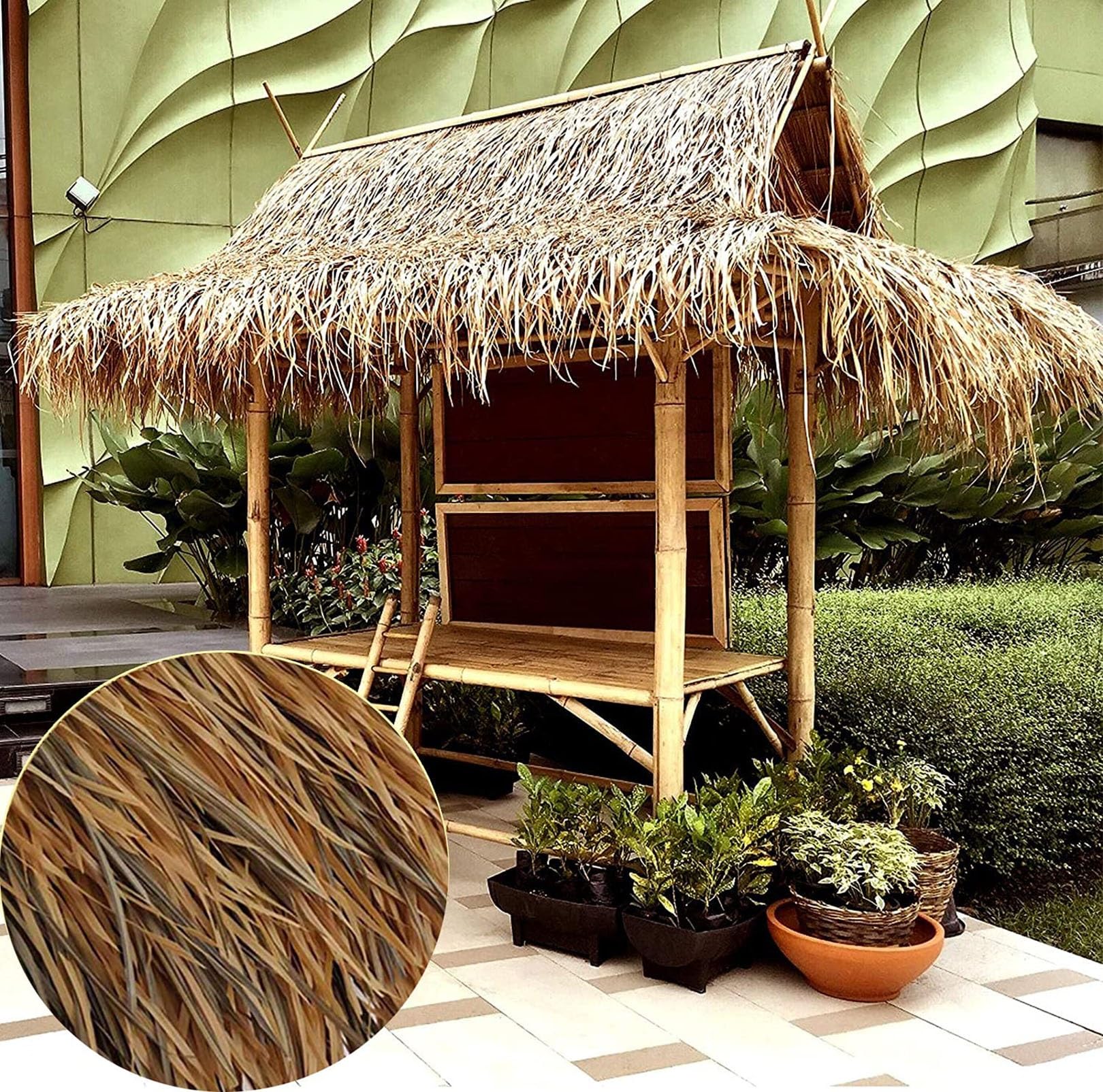Sztuczne rolki strzecha do dachów Tiki Hut, trwała, wodoodporna dekoracja ogrodu i patio