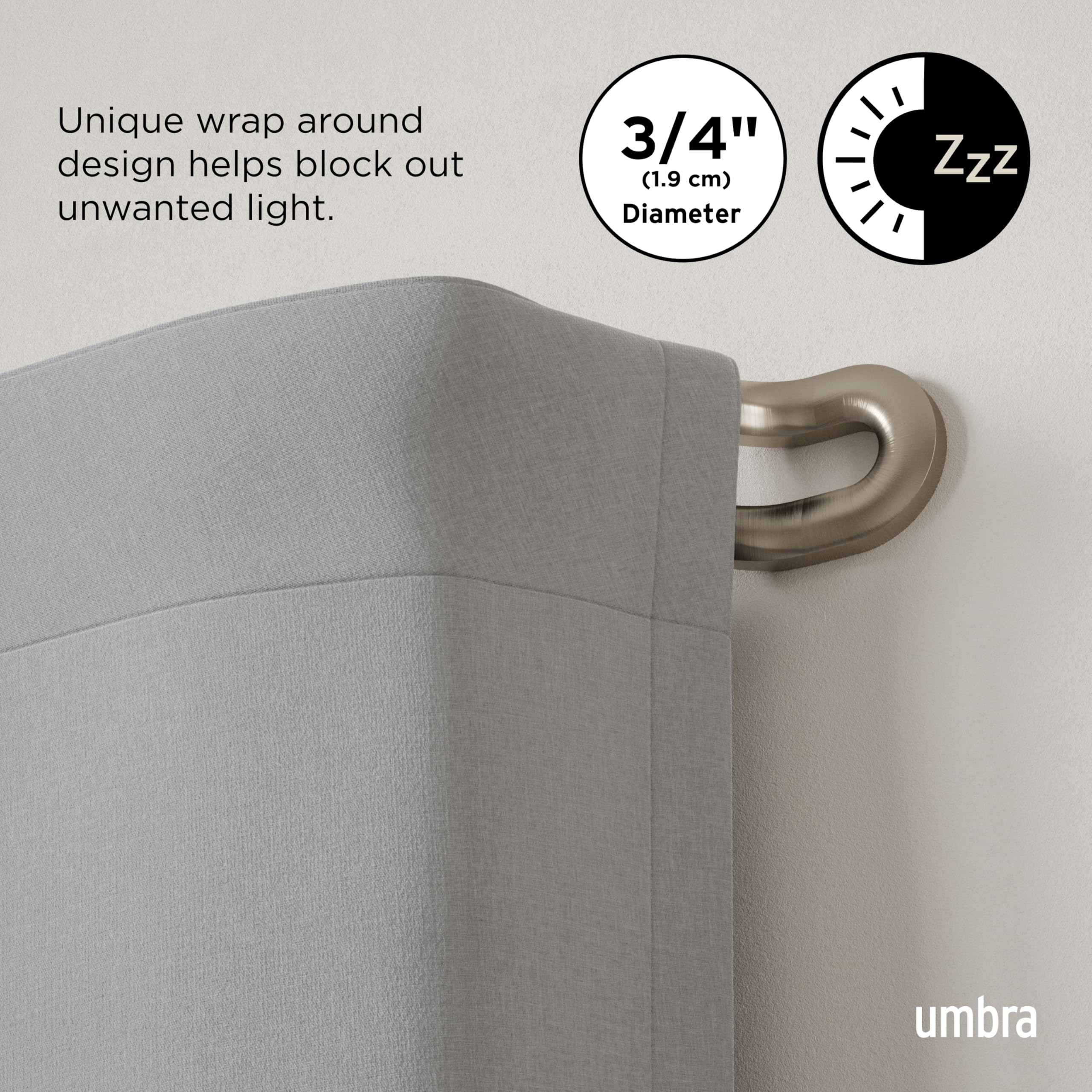 Umbra Midnight Doppel Gardinenstange, Ausziehbar, 107-306 cm, Nickel