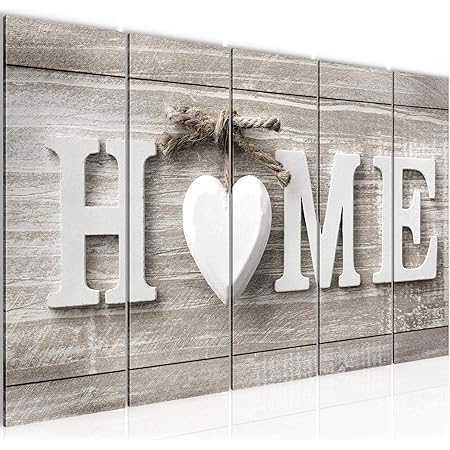 Runa Art Wandbild Xxl Home Herz 200 X 80 Cm Beige Braun 5 Teilig Made In Germany 504455a Amazon De Baumarkt
