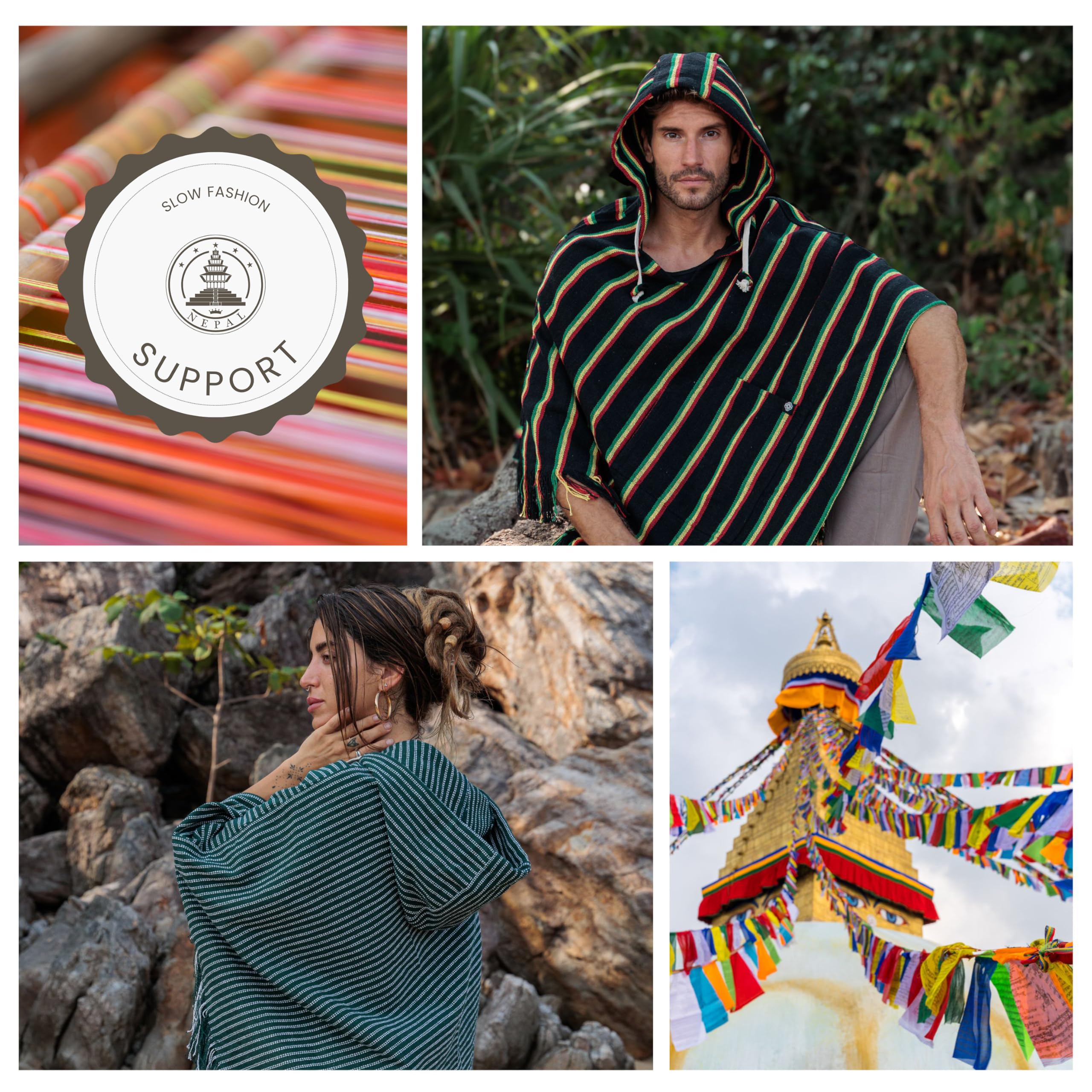 virblatt - Poncho Men | 100% Cotton | Mexican Poncho Men Baja