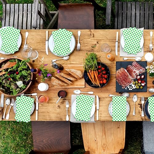 Miniatura 6 de DYLIVeS Servilletas a cuadros verdes, paquete de 80 toallas de invitados a cuadros verdes y blancos, servilletas de fiesta, toallas de mano de papel