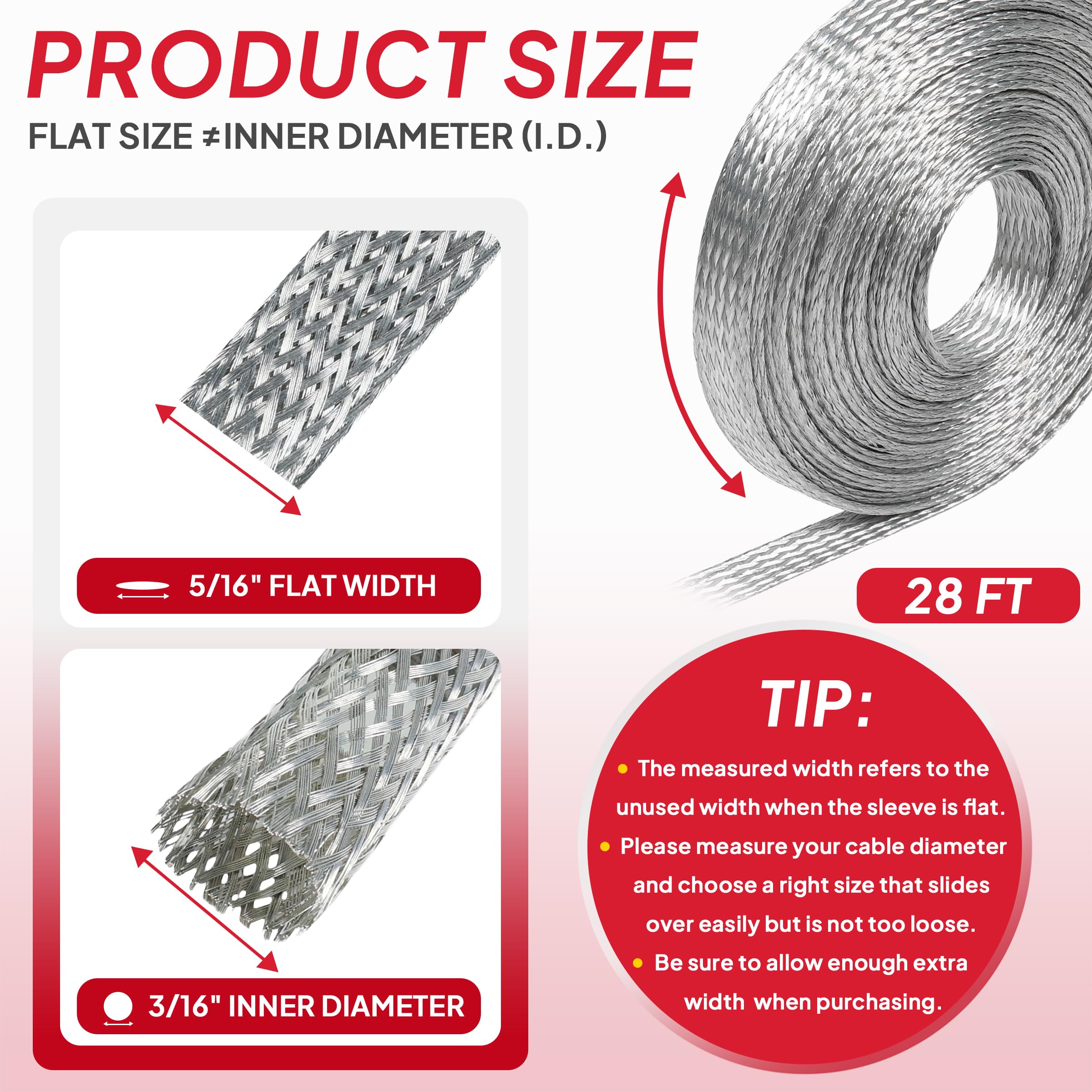 Cinghie di messa a terra per maniche in rame stagnato con schermatura a filo EMI RFI ESD Protezione a treccia piatta Maglia flessibile (5/16" di larghezza (0,5 cm di diametro) - 8,5 m)