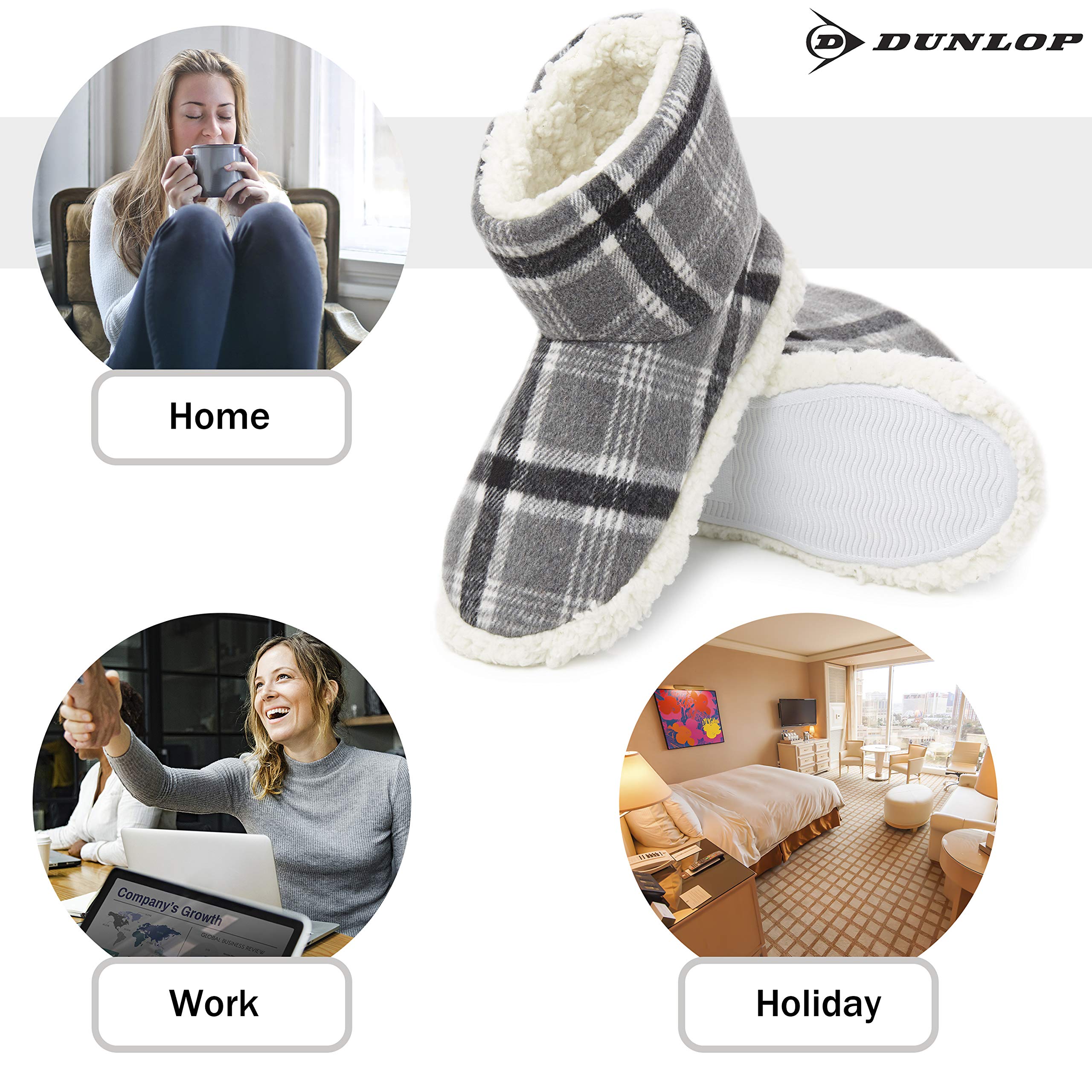 DUNLOP Pantofole Donna Invernali a Stivaletto Antiscivolo Memory Foam Regalo di Natale
