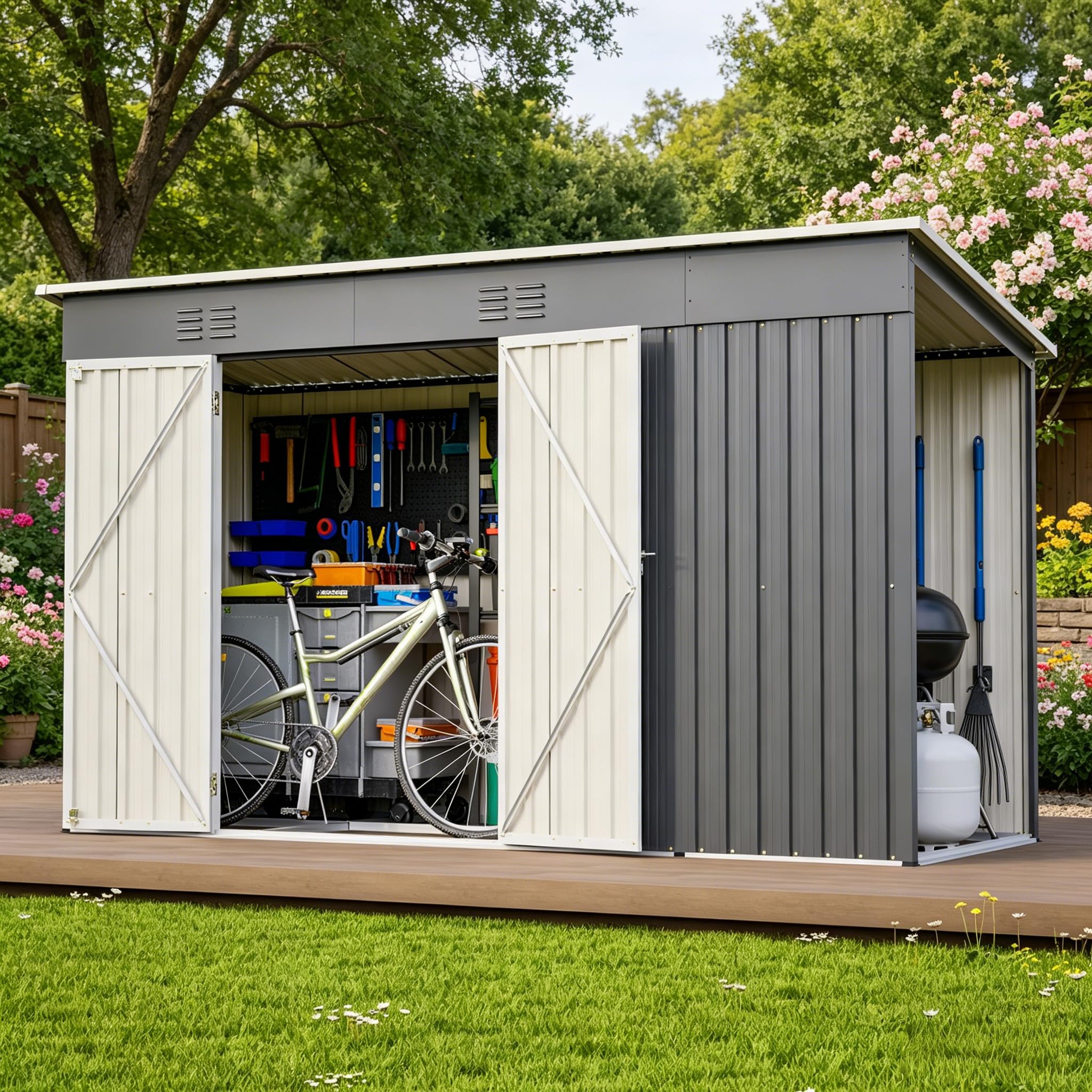 Abri de jardin en métal pour organiser vos outils et votre extérieur